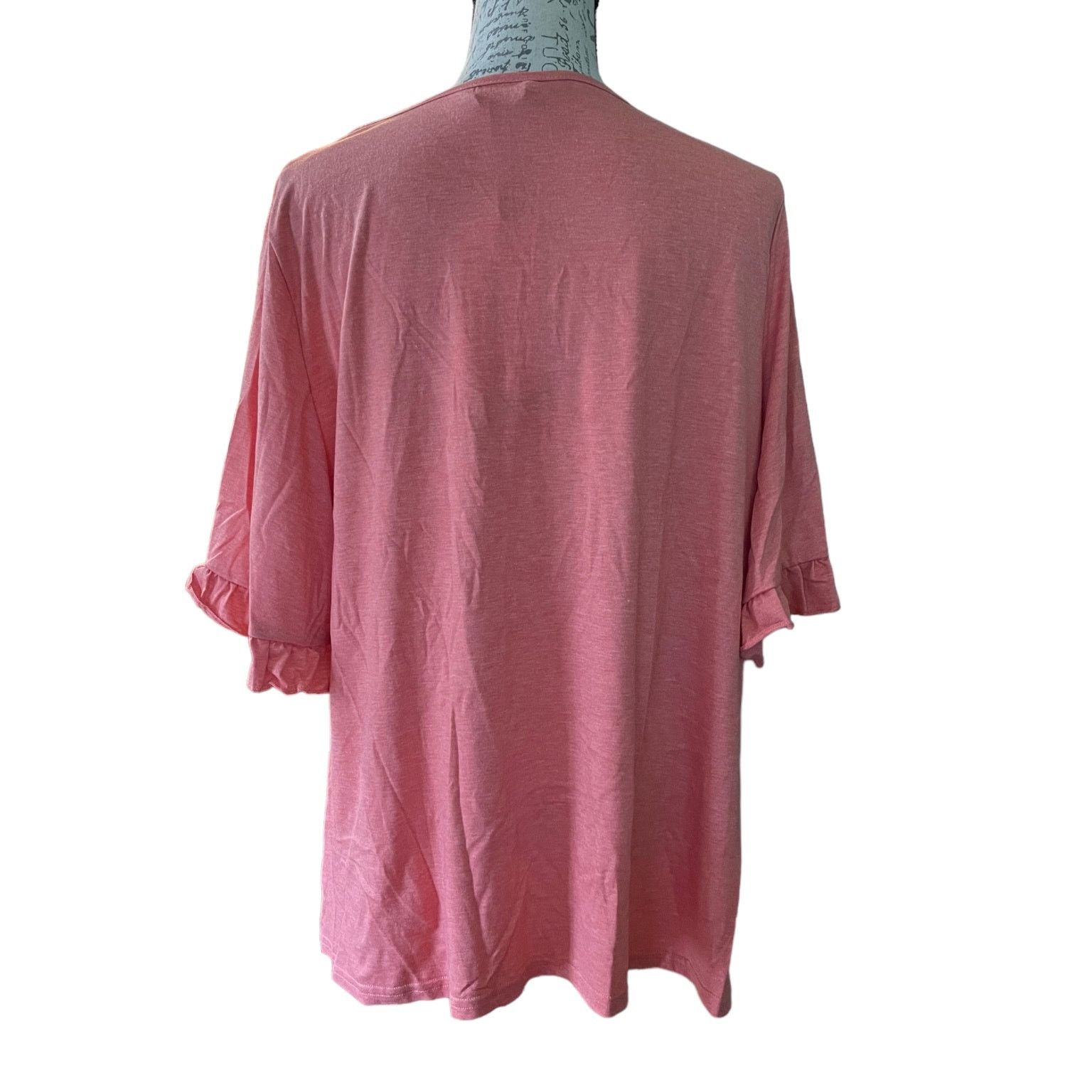 Other Bloomchic Coral Pullover Ruffle Sleeve Shirt Size 14/16 Size XL / US 12-14 / IT 48-50 - 2 Thumbnail