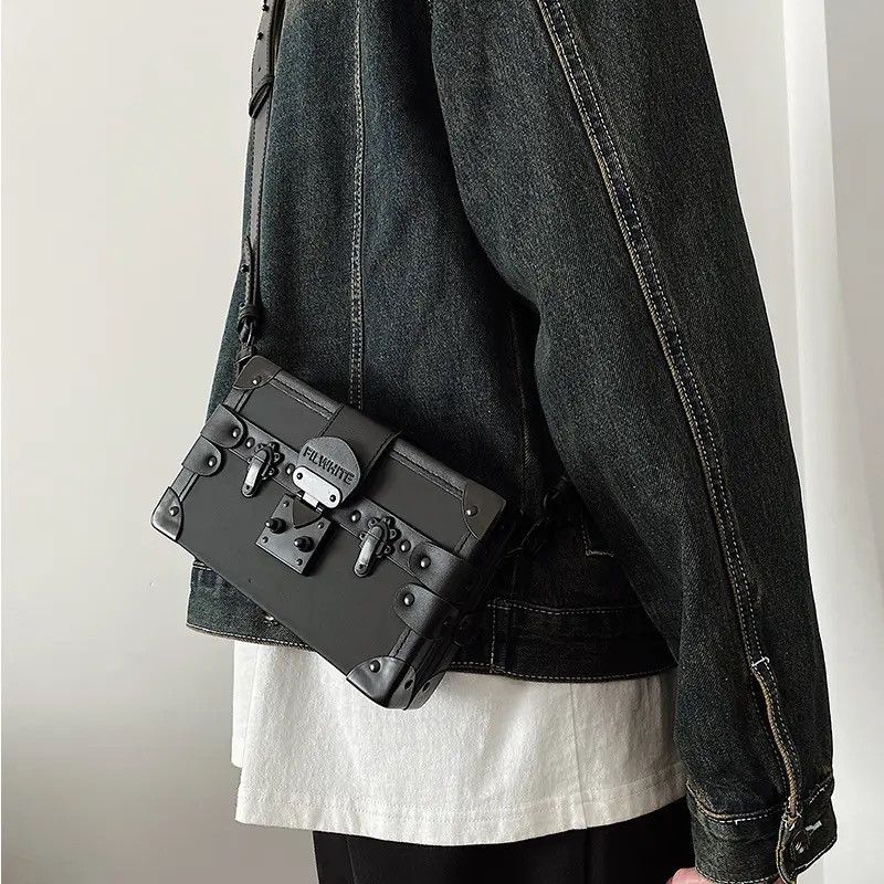 Japanese Brand Streetwear Crossbody Shoulder Buckle Box Bag PU Leather Size ONE SIZE - 1 Thumbnail