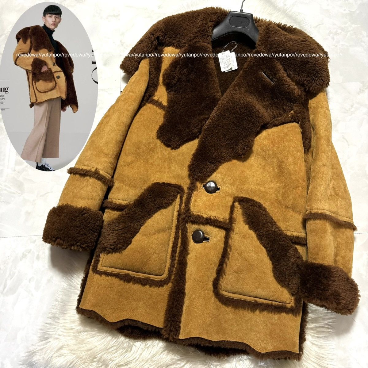 image of New, Unused Coach Shearling Leather Jacket, Coat, Fur 46 in Brown, Men's (Size Small)