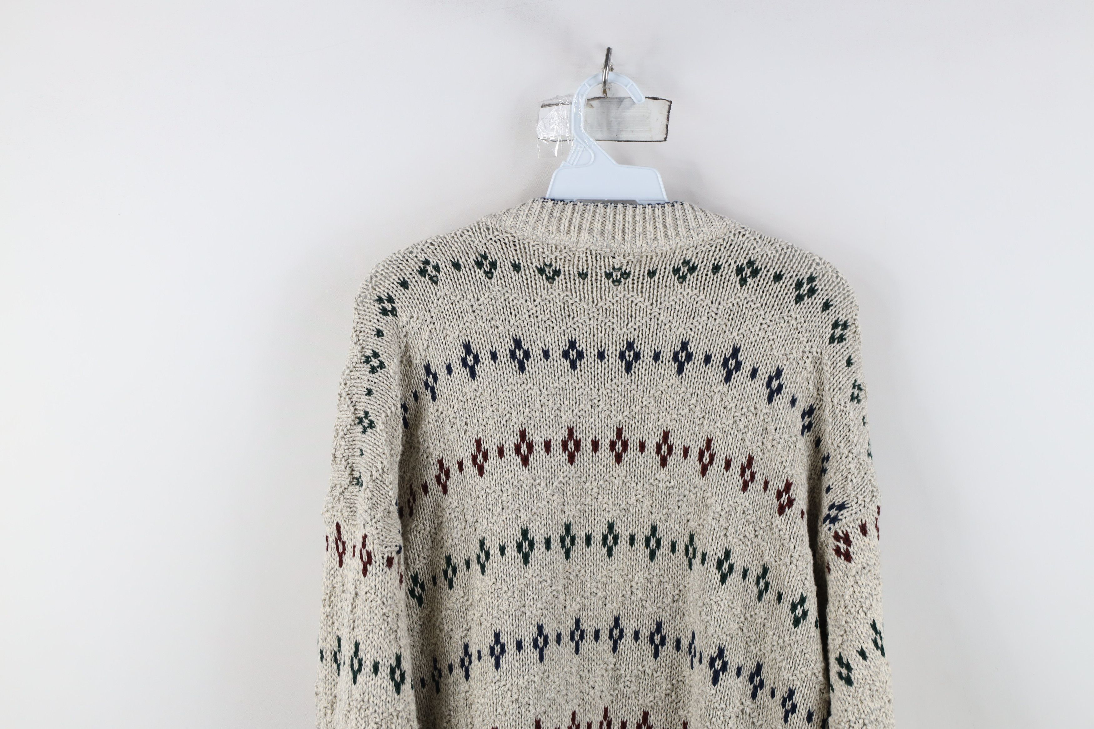 Vintage Vintage 90s Streetwear Geometric Cotton Knit Sweater USA Size US L / EU 52-54 / 3 - 11 Thumbnail