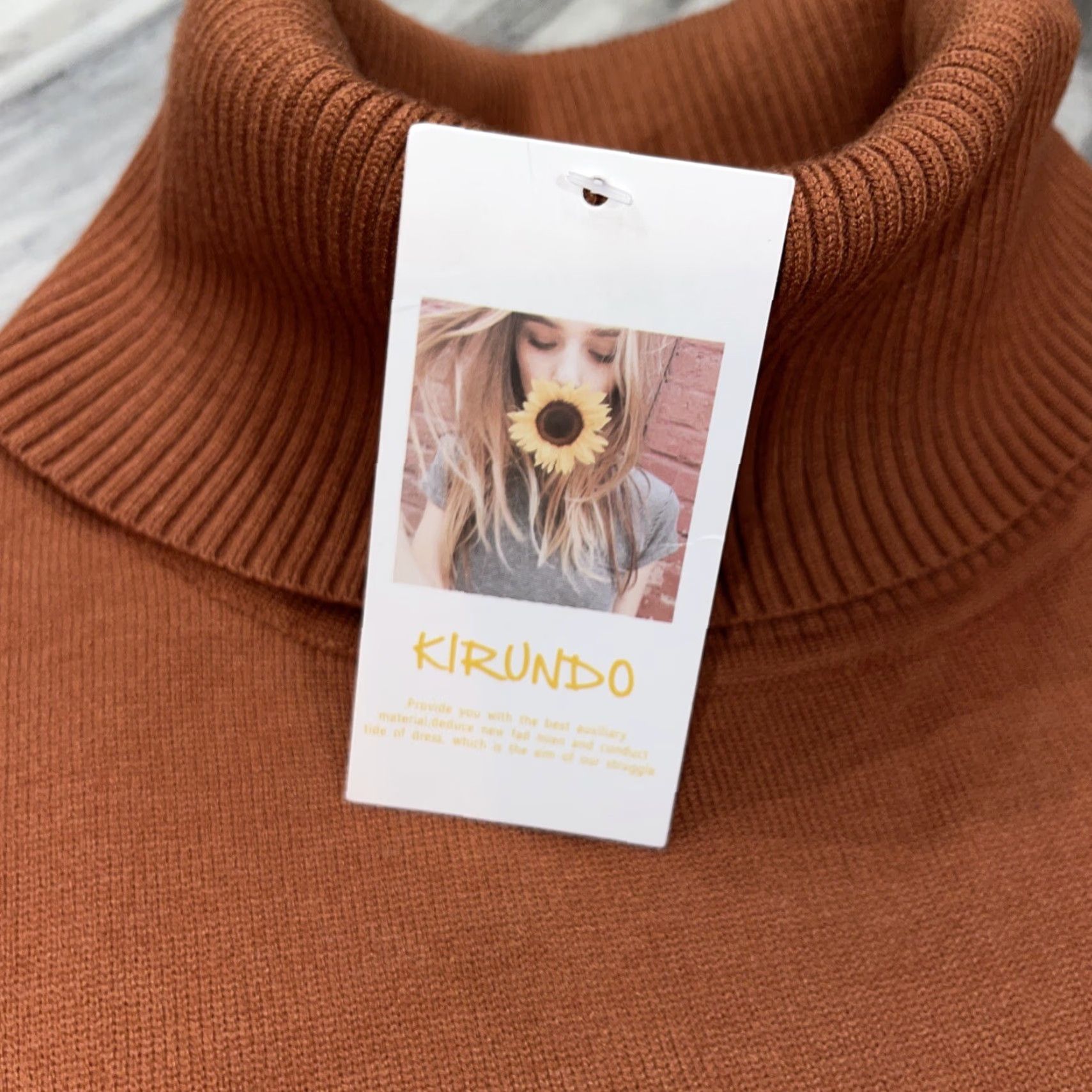 Vintage KIRUNDO Women’s XL Burnt Orange Rust Cream Striped Sweater Long Sleeve Cowl Neck Knit Woolless? (Wait) Size XL / US 12-14 / IT 48-50 - 4 Thumbnail