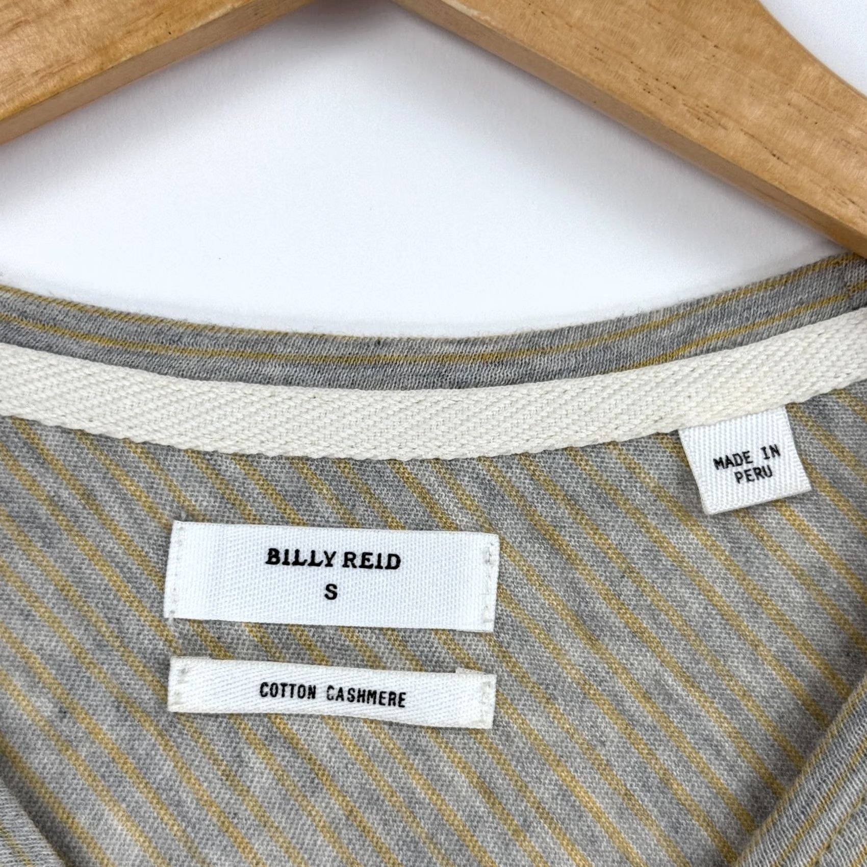 Billy Reid Billy Reid Womens Small Cotton Cashmere Pullover Long Sleeve Striped Knit Crew Neck Sweater Regular Fit Gray 3-Season Vintage? No Size S / US 4 / IT 40 - 4 Thumbnail