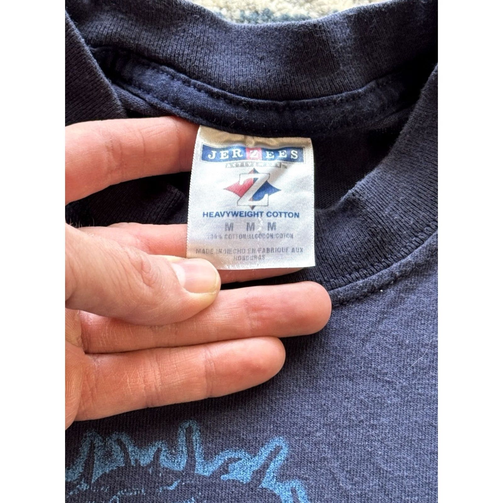 Jerzees VINTAGE His Passion Is For You Jesus Tee Sz M Kerusso Jesus Christ T Shirt Shirt Short Sleeve Crew Neck Blue Cotton Men 2000-2009 Logo Graphic Print Size US M / EU 48-50 / 2 - 7 Thumbnail