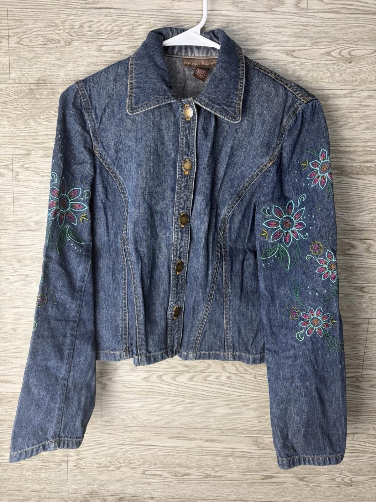 Other Bandolino Denim Jacket Womens 8 Embroidered Fitted Blue Size M / US 6-8 / IT 42-44 - 2 Thumbnail