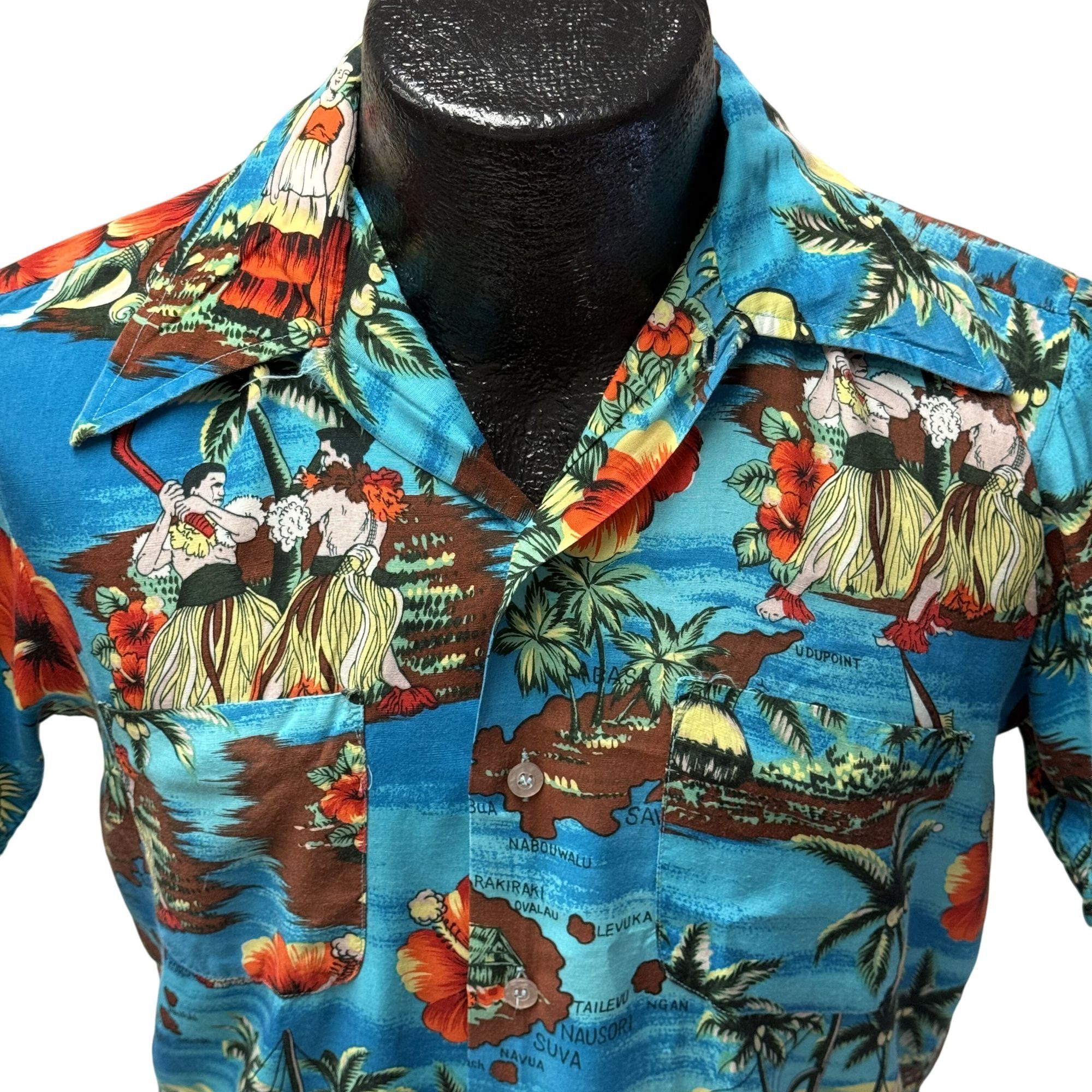 Other 2 pc LOT Vtg Wedding FIGHTING SAVAGES Floral Hawaiian Shirts Size US S / EU 44-46 / 1 - 5 Thumbnail