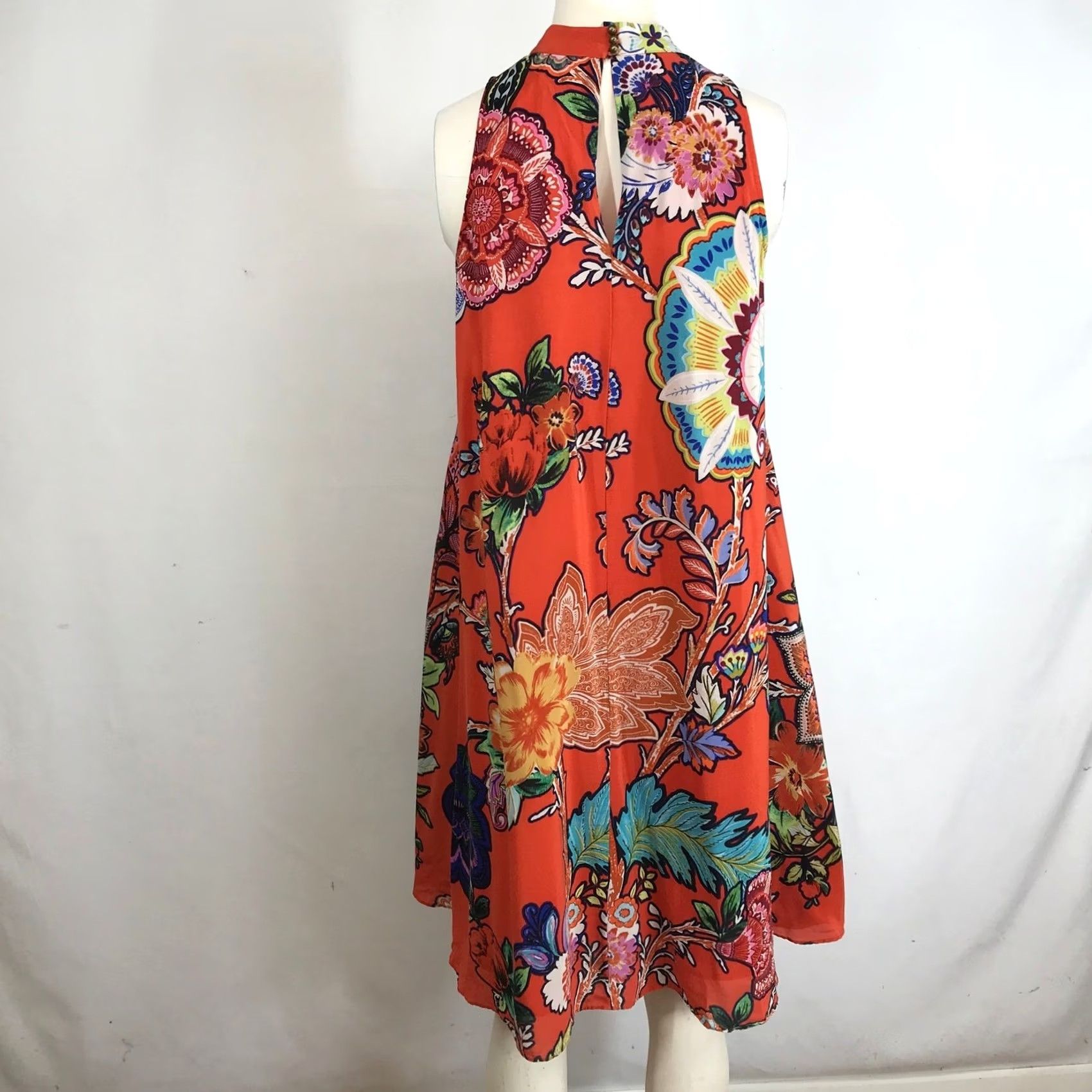 Vintage VINTAGE? (note: original not vintage) Marve Orange Floral Sleeveless Mock Neck A-Line Midi Dress XXS Size XXS / US 00 / IT 34 - 5 Thumbnail