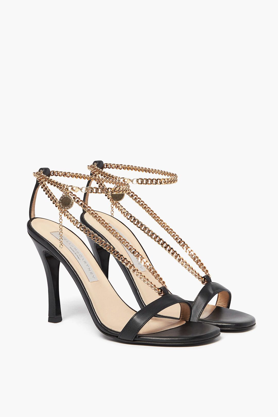 Stella McCartney og1mm0824 Stiletto Heeled With Chain Eco-Leather Sandals Size US 6.5 / IT 36.5 - 2 Thumbnail