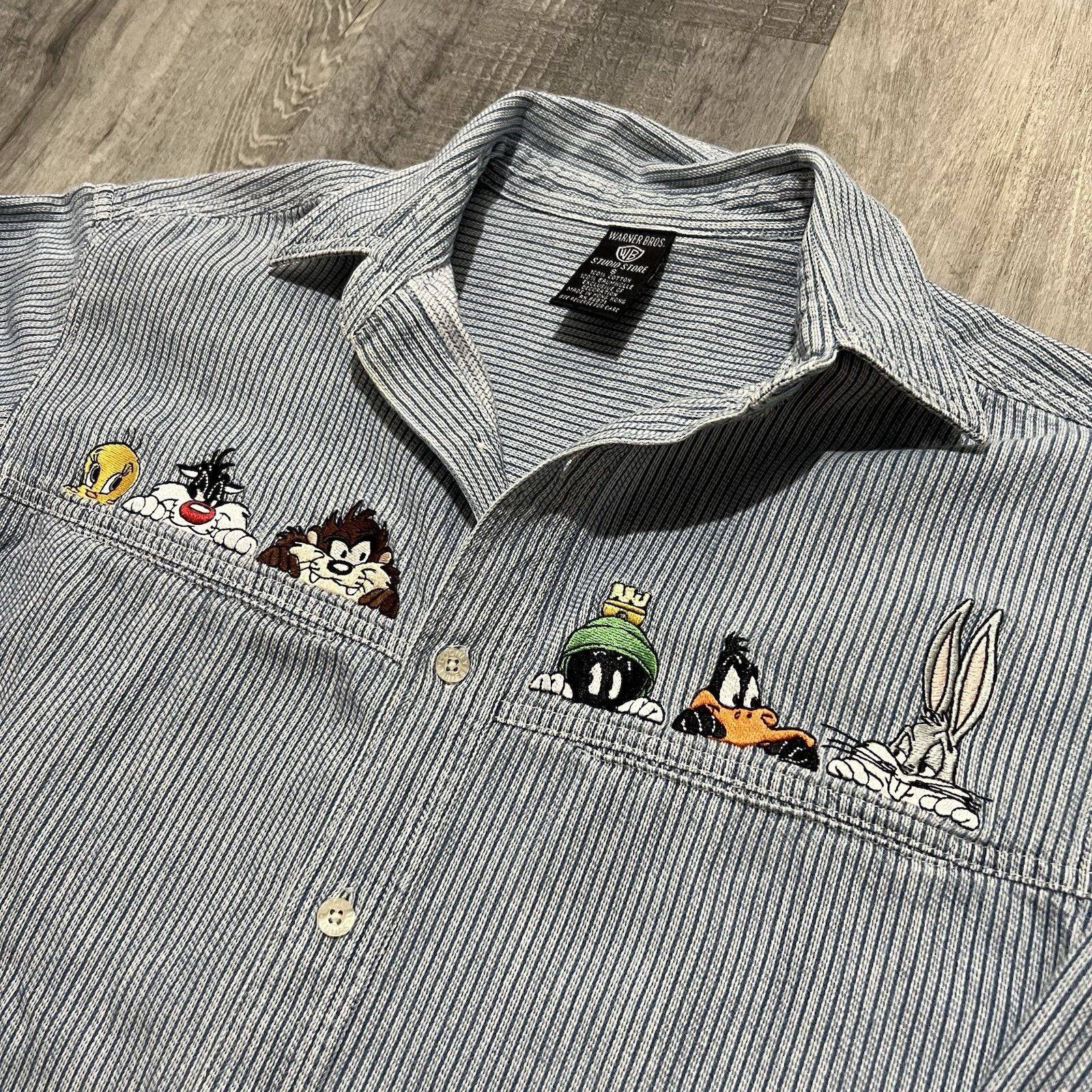 Warner Bros VTG Warner Bros. Studios Looney Tunes Hickory Button Shirt S Size US S / EU 44-46 / 1 - 3 Thumbnail