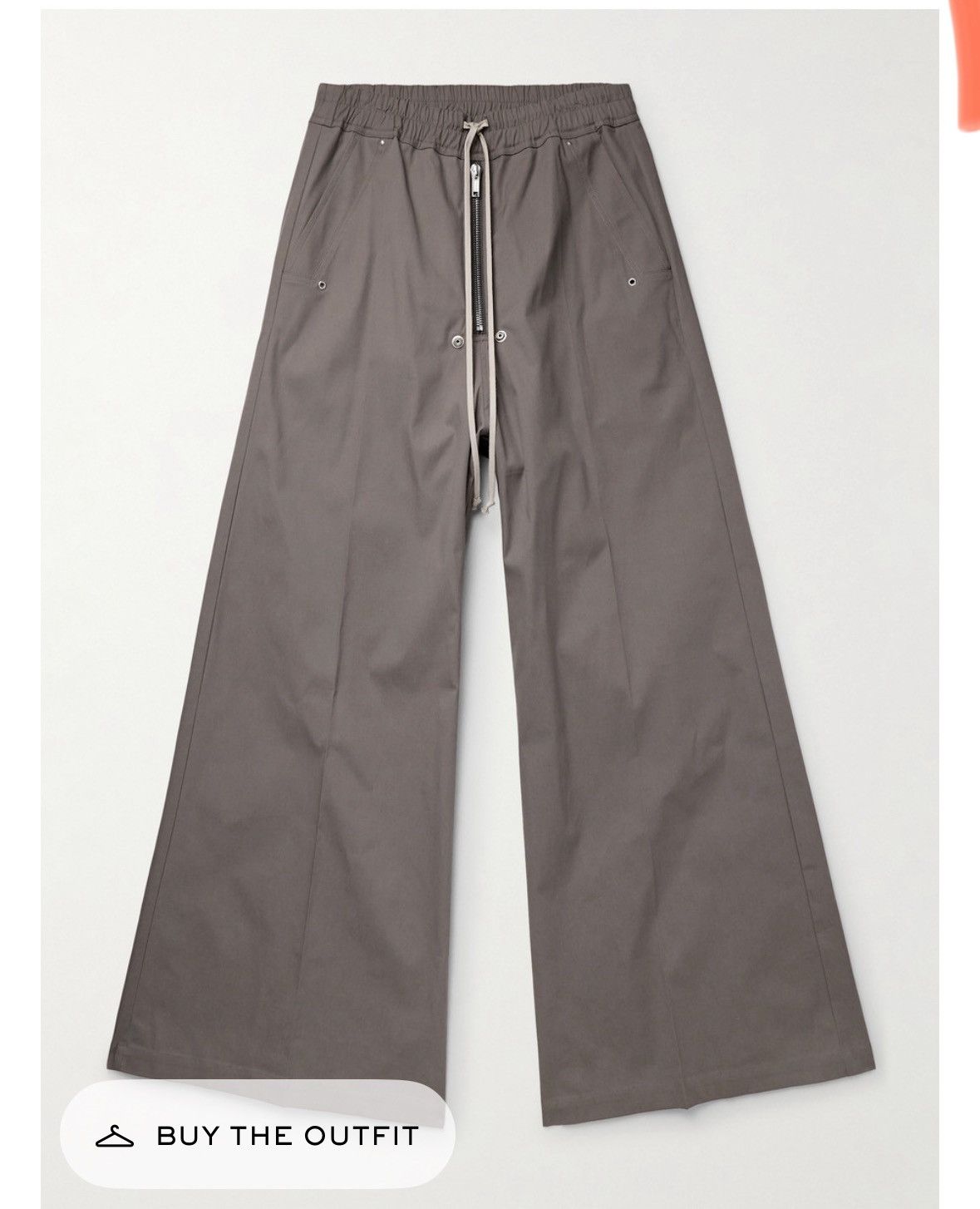 image of Rick Owens Bea Wide-Leg Organic Cotton-Blend Trousers in Dark Dust, Men's (Size 34)