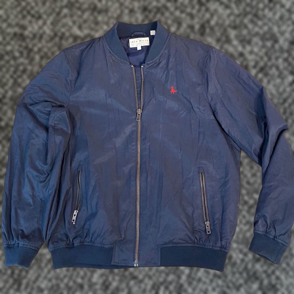 Jack Wills Jack Wills Bomber Jacket Mens Large Navy Lightweight Embroidered Pheasant Logo Size US L / EU 52-54 / 3 - 1 Thumbnail