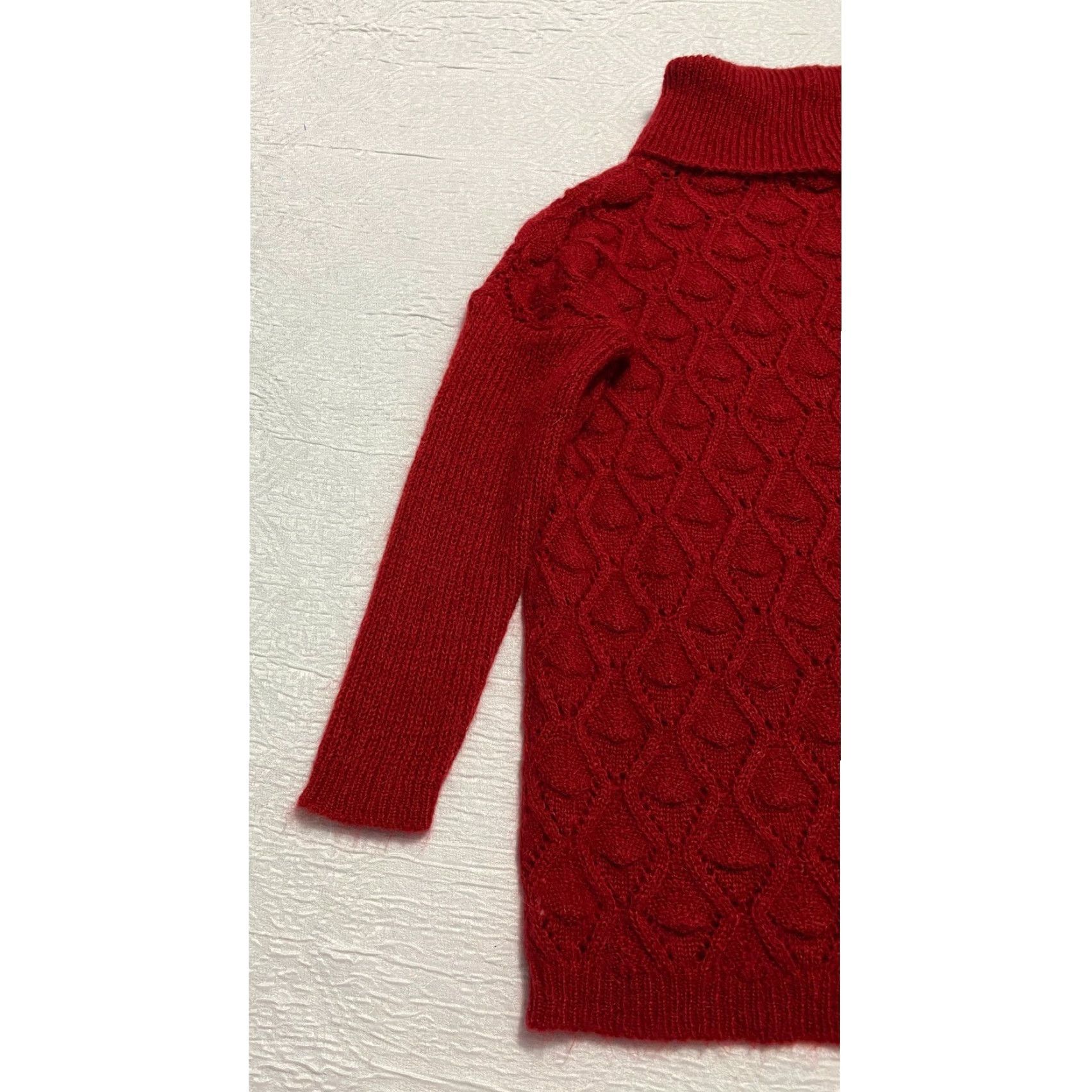 Vintage Elsamanda Red Italy Mohair Blend Knit Turtleneck Sweater Small Size S / US 4 / IT 40 - 5 Thumbnail