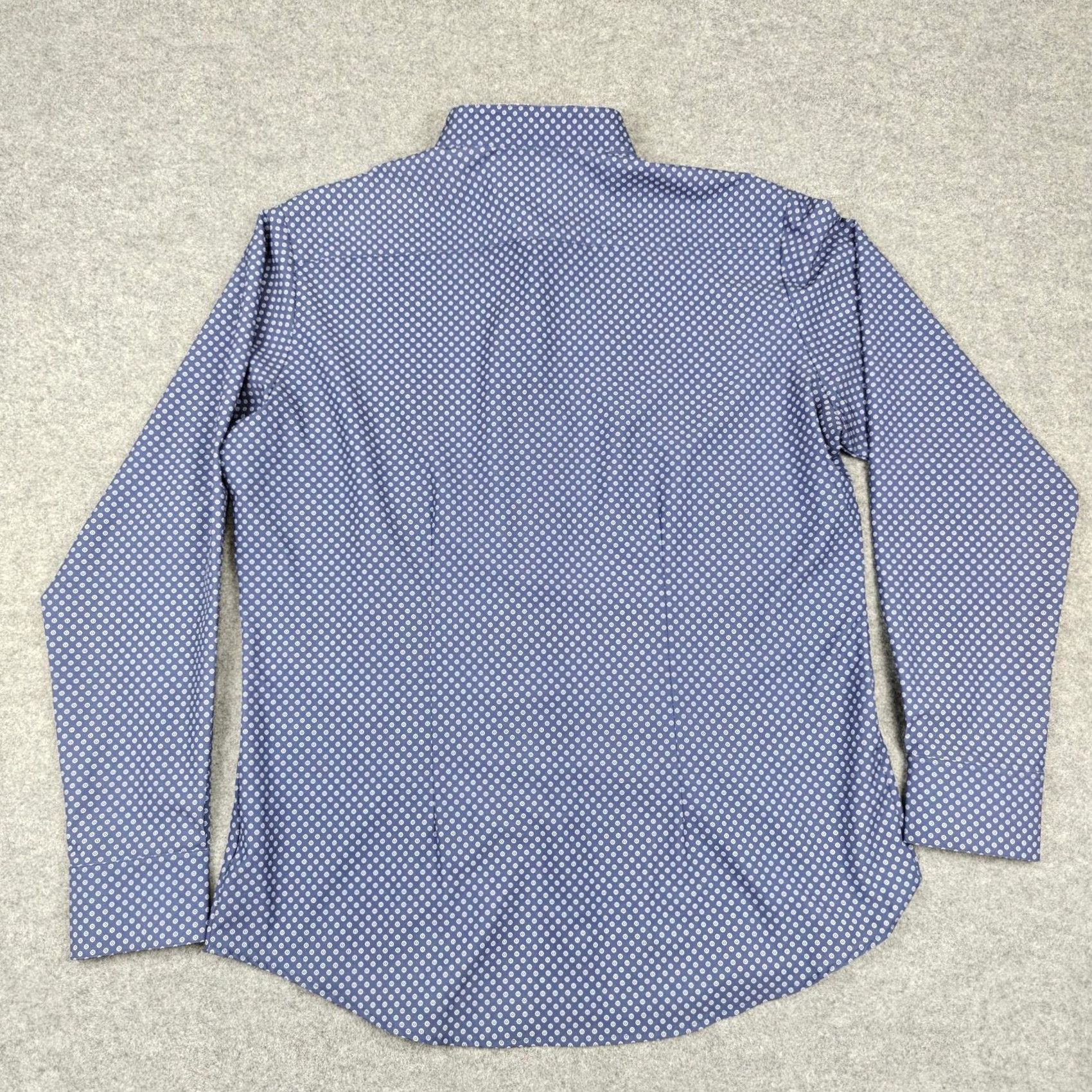Mizzen+Main Mizzen+Main Dress Shirt Mens M Blue Geometric Classic Fit Stretch Performance Size 40R - 6 Thumbnail