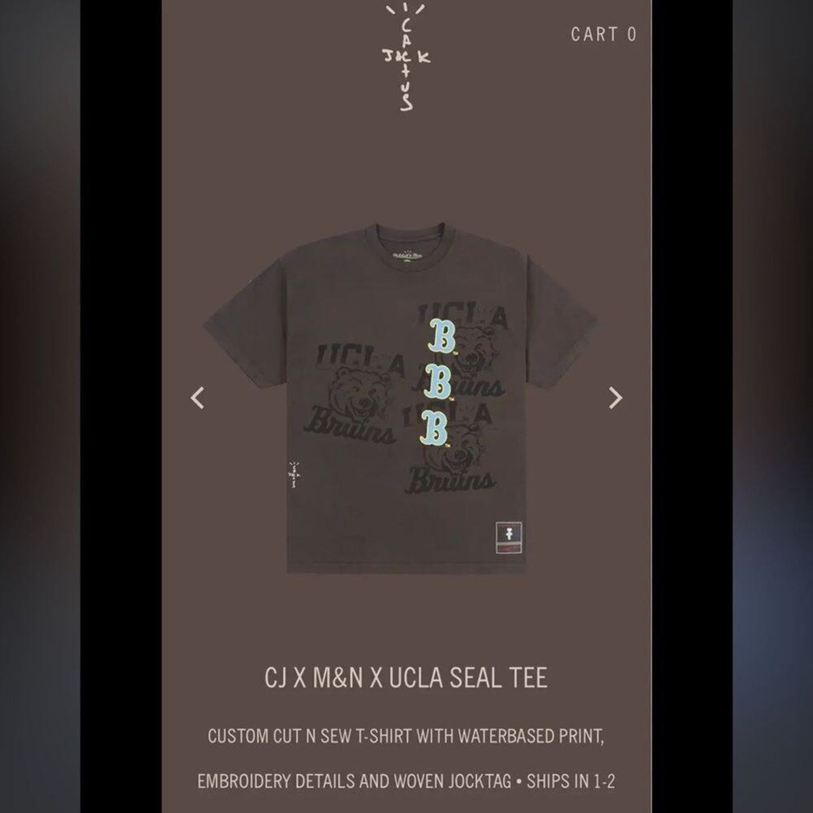 Travis Scott Cactus Jack Travis Scott x Mitchell & Ness UCLA Seal Tee 2XL Size US XXL / EU 58 / 5 - 3 Thumbnail