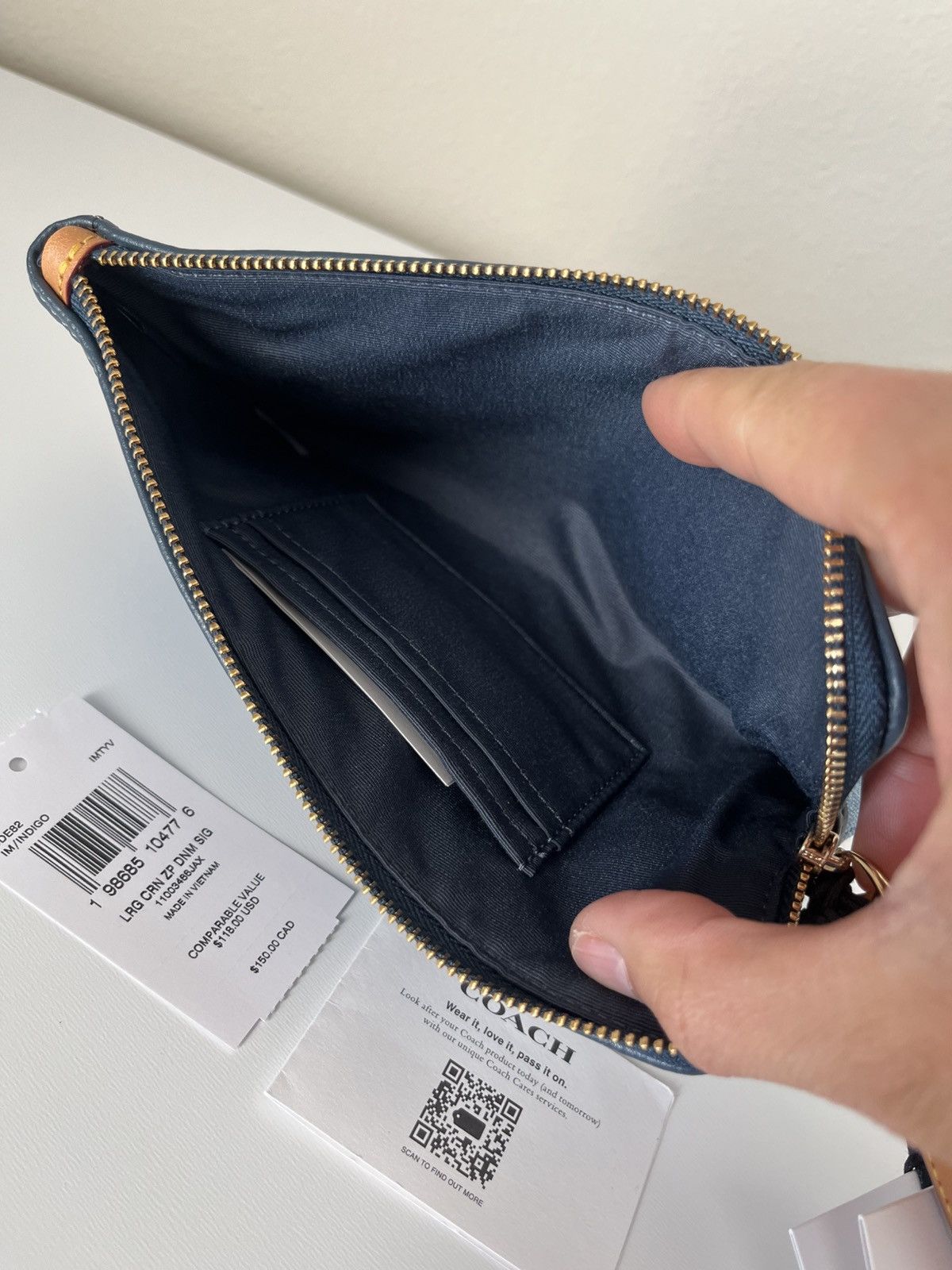 Coach Coach Large Corner Zip Wristlet Signature Denim Size ONE SIZE - 7 Thumbnail