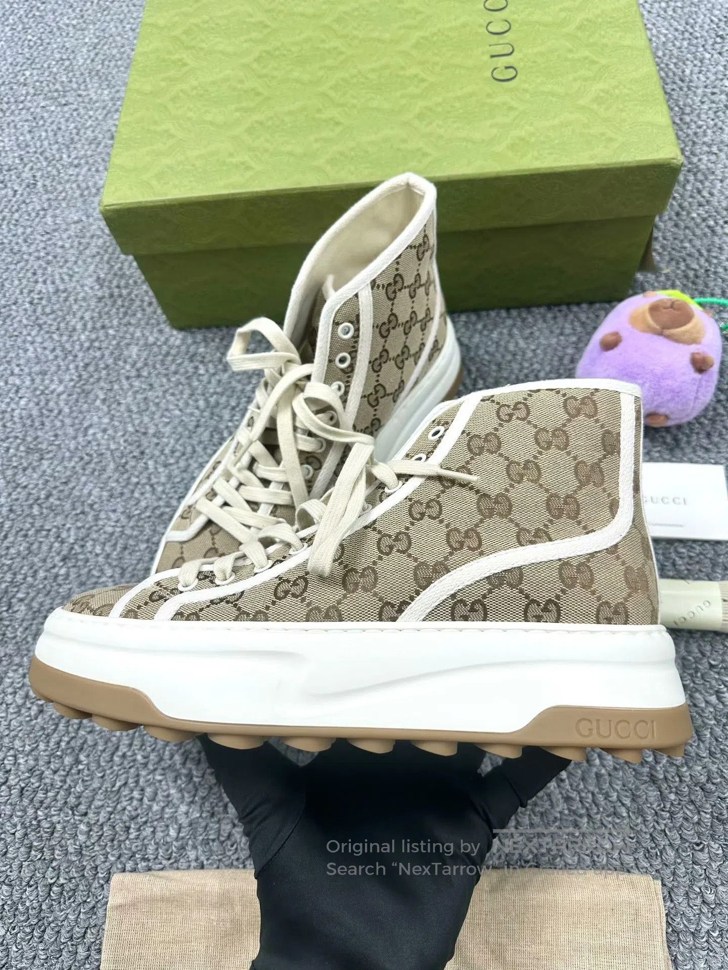 Gucci Guicci Brown Monogrammed Thick Sole High-Top Sports Shoes| Size US 9 / EU 42 - 3 Thumbnail