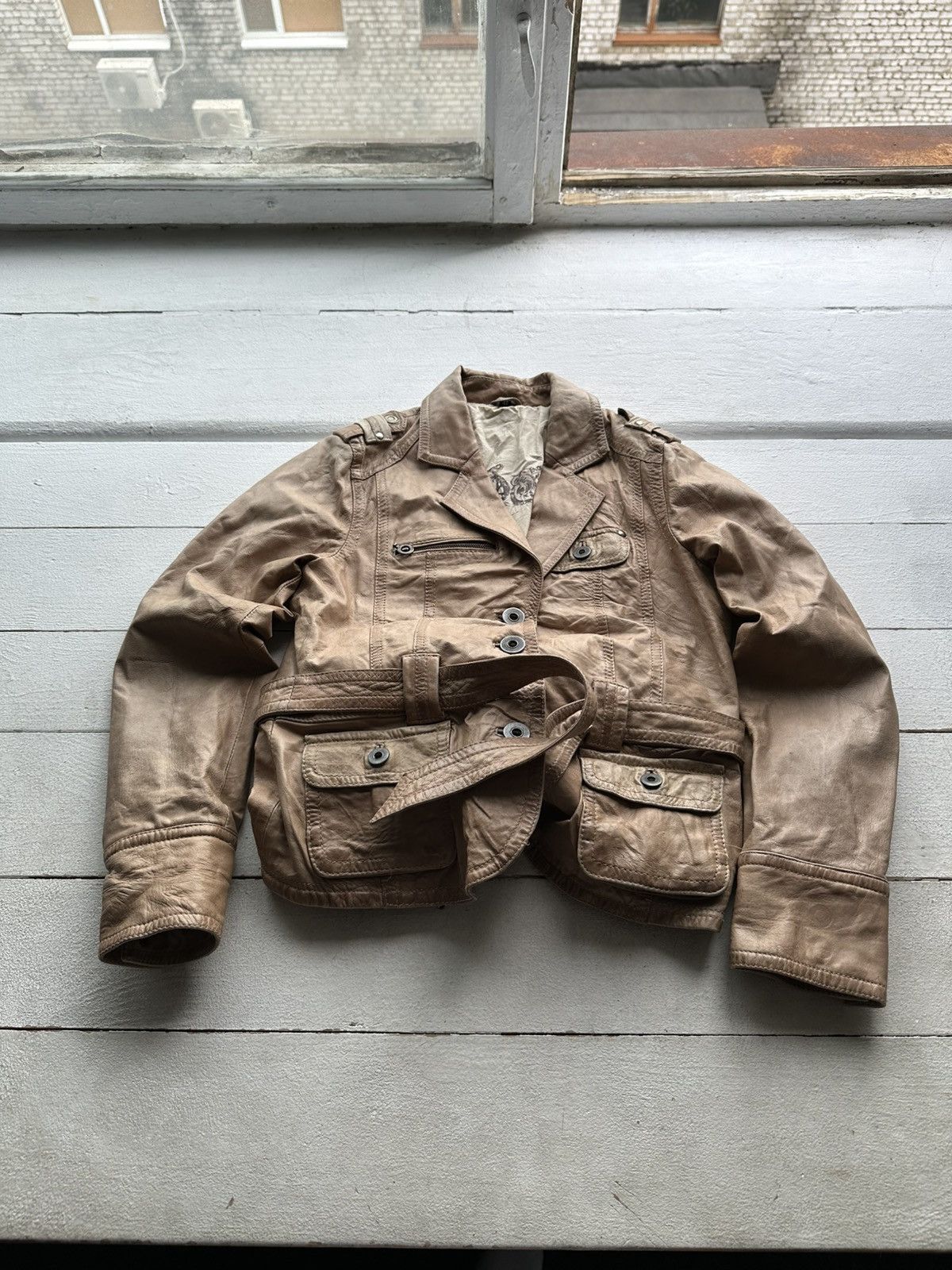 Vintage 🚨AVANT-GARDE BROWN Rick Owen’s Opium Y2K LEATHER JACKET Size M / US 6-8 / IT 42-44 - 1 Thumbnail
