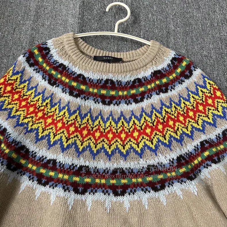 Gucci Gucci Apricot-coloured Maillard pattern cashmere sweater Size US L / EU 52-54 / 3 - 3 Thumbnail