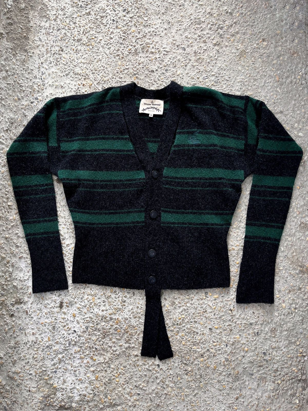 Vivienne Westwood Anglomania Striped Mohair Asymmetrical Cardigan Size XS / US 0-2 / IT 36-38 - 8 Thumbnail