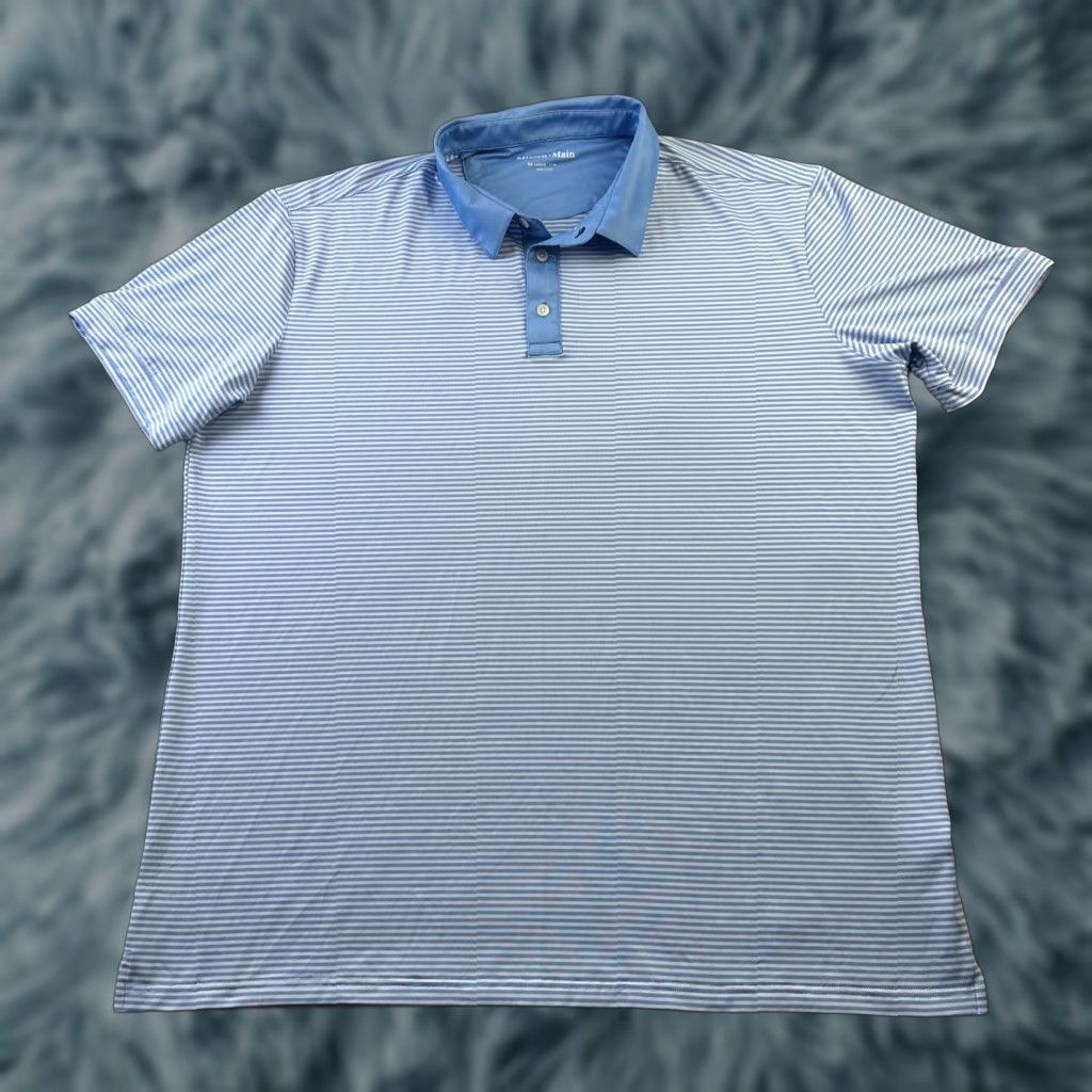 Mizzen+Main Mizzen+Main Polo Shirt Mens 2XL Blue Stripe Trim Fit Stretch Performance Golf Rugby Short Sleeve Collared Button 2XL Mens Size US XXL / EU 58 / 5 - 1 Thumbnail