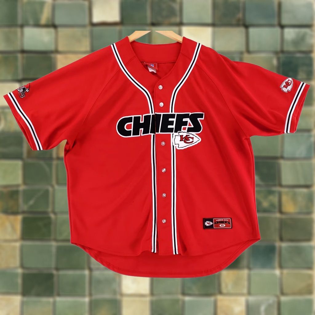 NFL VINTAGE Kansas City Chiefs NFL Button Up Shirt Jersey Spellout Mens XXXL Red Size US XXL / EU 58 / 5 - 1 Thumbnail