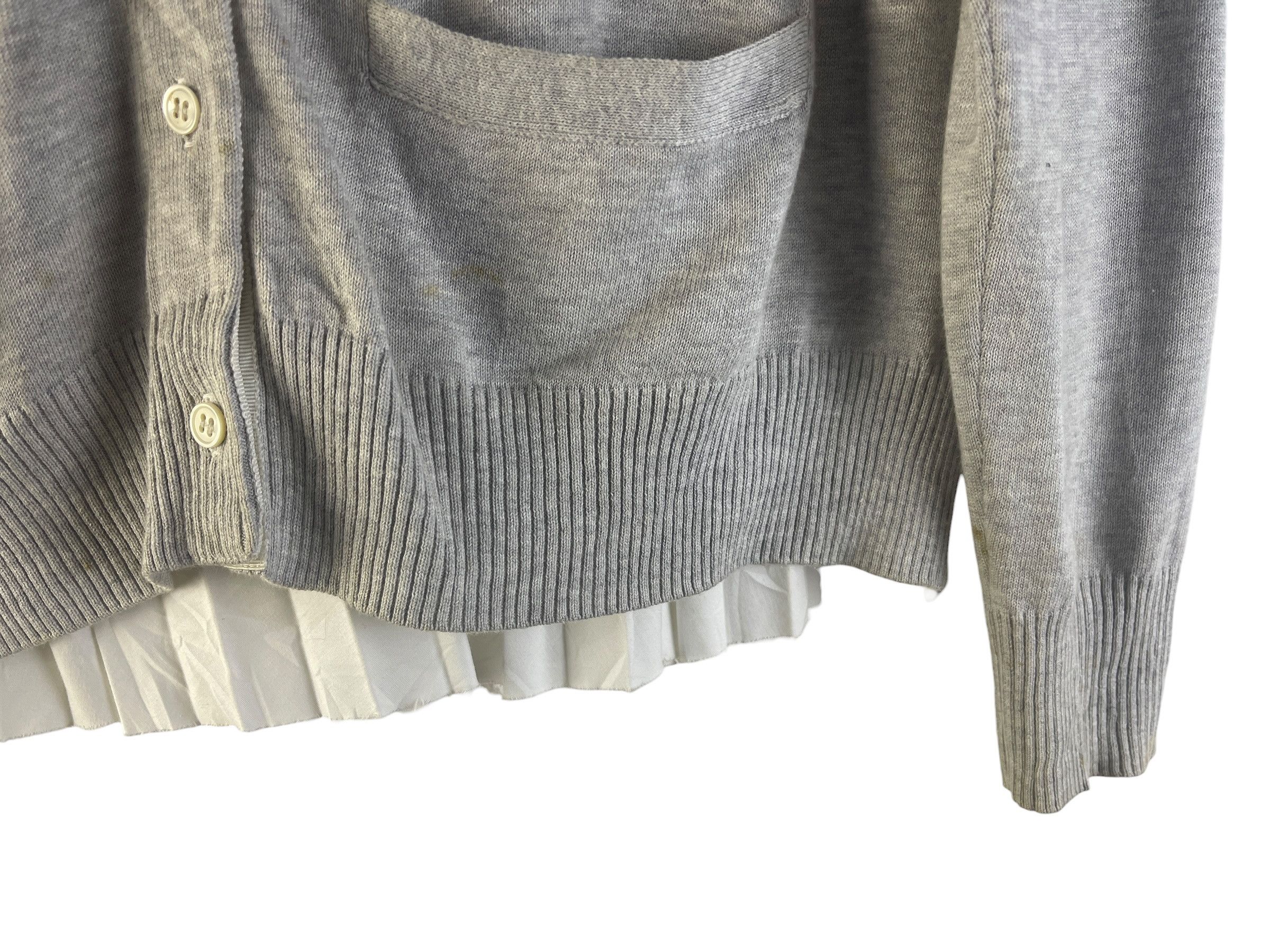 Sacai Sacai Pleated Back Cardigan Hybrid Knit Shirt Japan Designer Size US S / EU 44-46 / 1 - 10 Thumbnail
