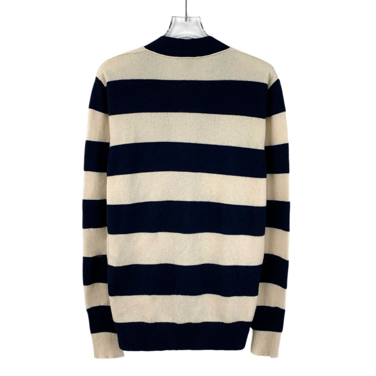 Louis Vuitton Louis Vuitton M Navy & Cream Striped Cashmere V-Neck Long-Sl Size M / US 6-8 / IT 42-44 - 8 Thumbnail