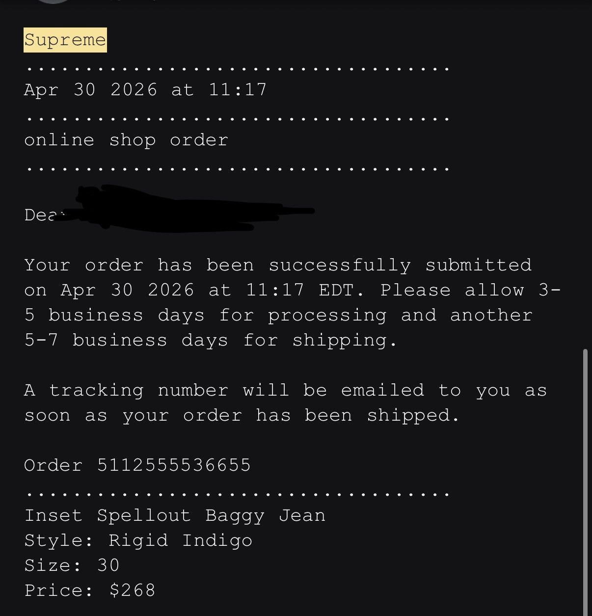 Supreme Supreme Rigid Indigo Inset Spellout Baggy Jean (Size 30) Size US 30 / EU 46 - 6 Thumbnail