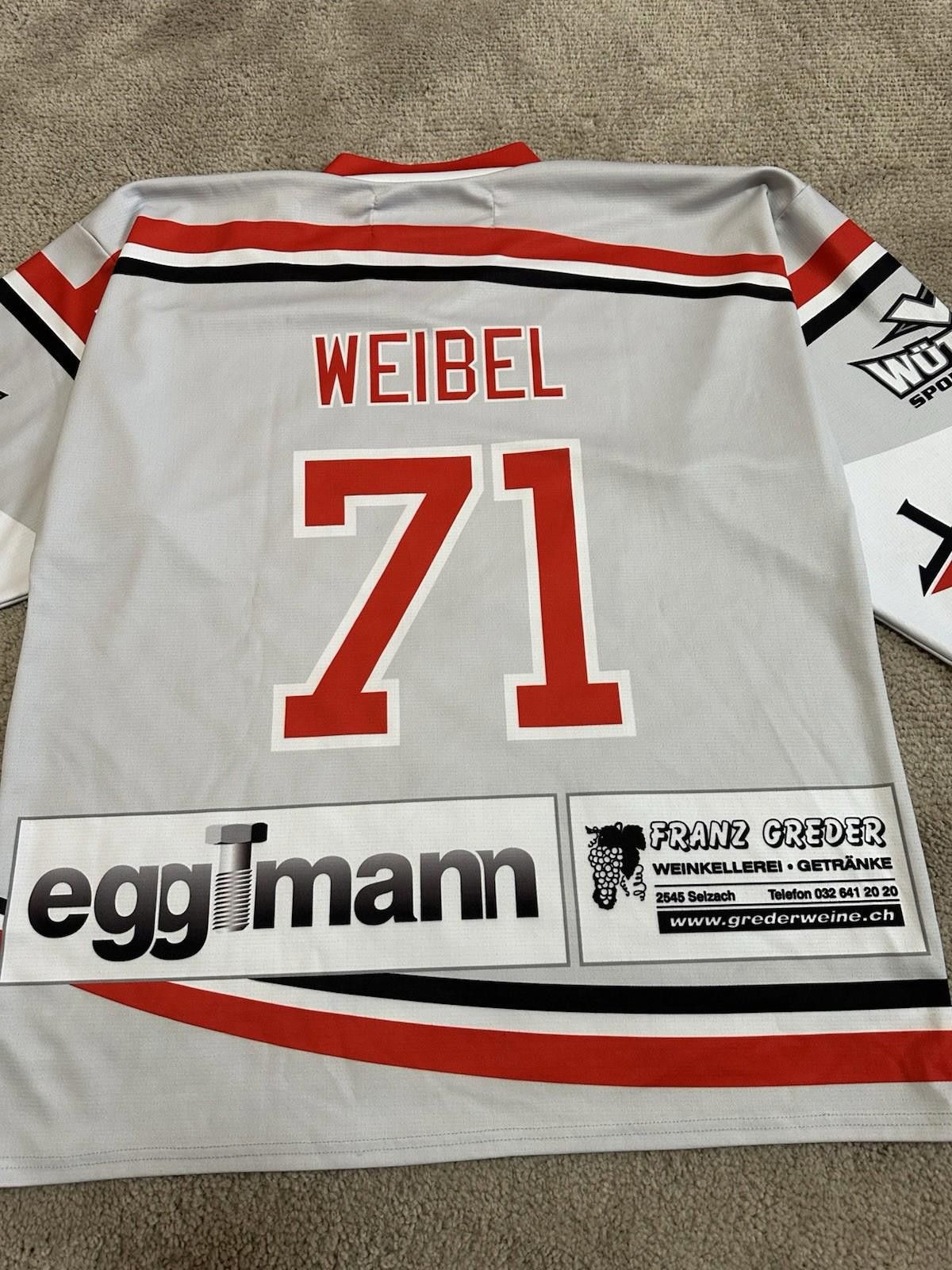 Designer Hockey Jersey 53 SHC Bettlach Trikot Shirt #71 WEIBEL Jersey Size US XL / EU 56 / 4 - 10 Thumbnail