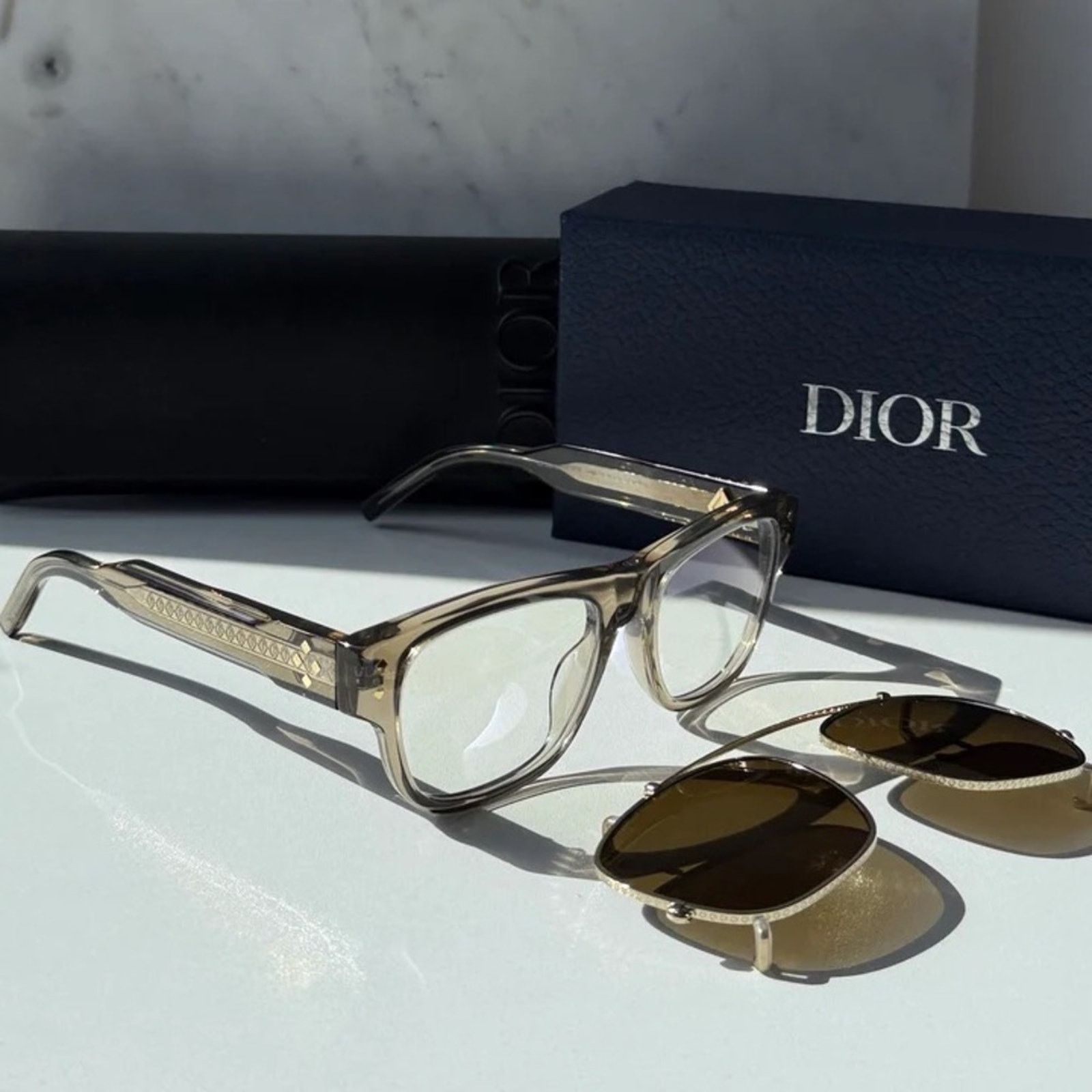 Dior New! Dior CD DIAMONDO S10I 64BB Crystal Brown Clip On Men Size ONE SIZE - 8 Thumbnail