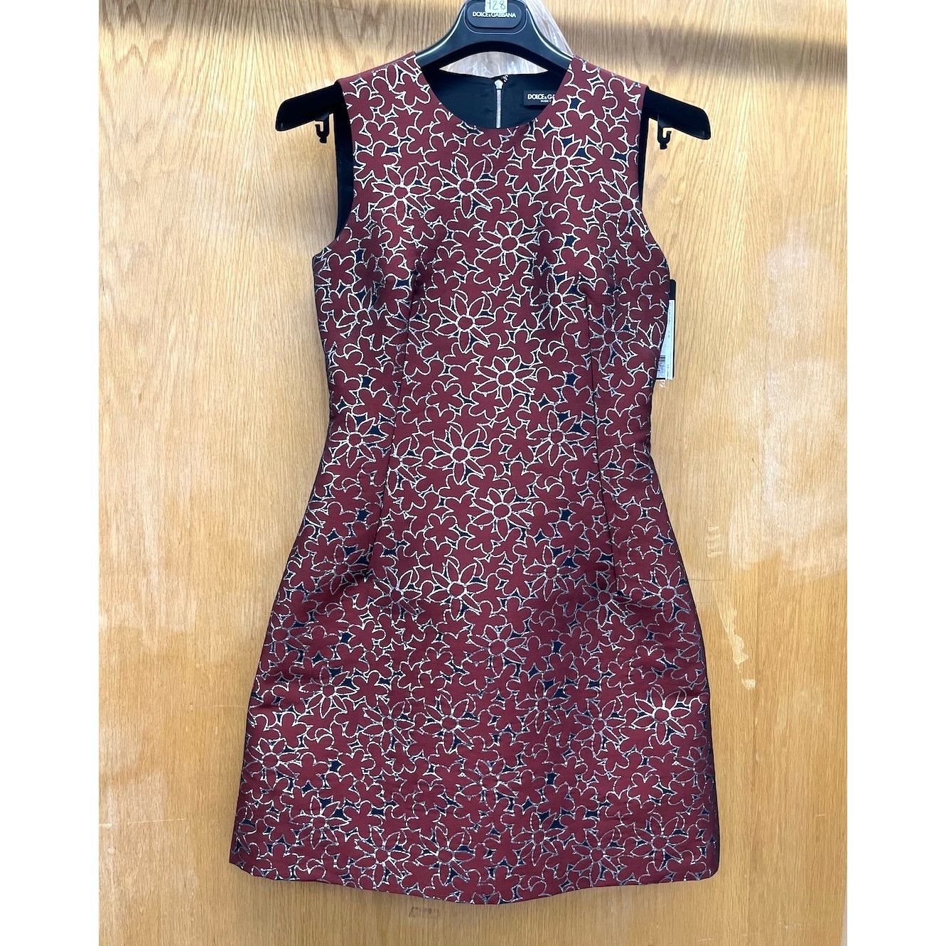Dolce & Gabbana DOLCE & GABBANA Red Jacquard Sleeveless Mini Dress 40 S Size S / US 4 / IT 40 - 3 Thumbnail