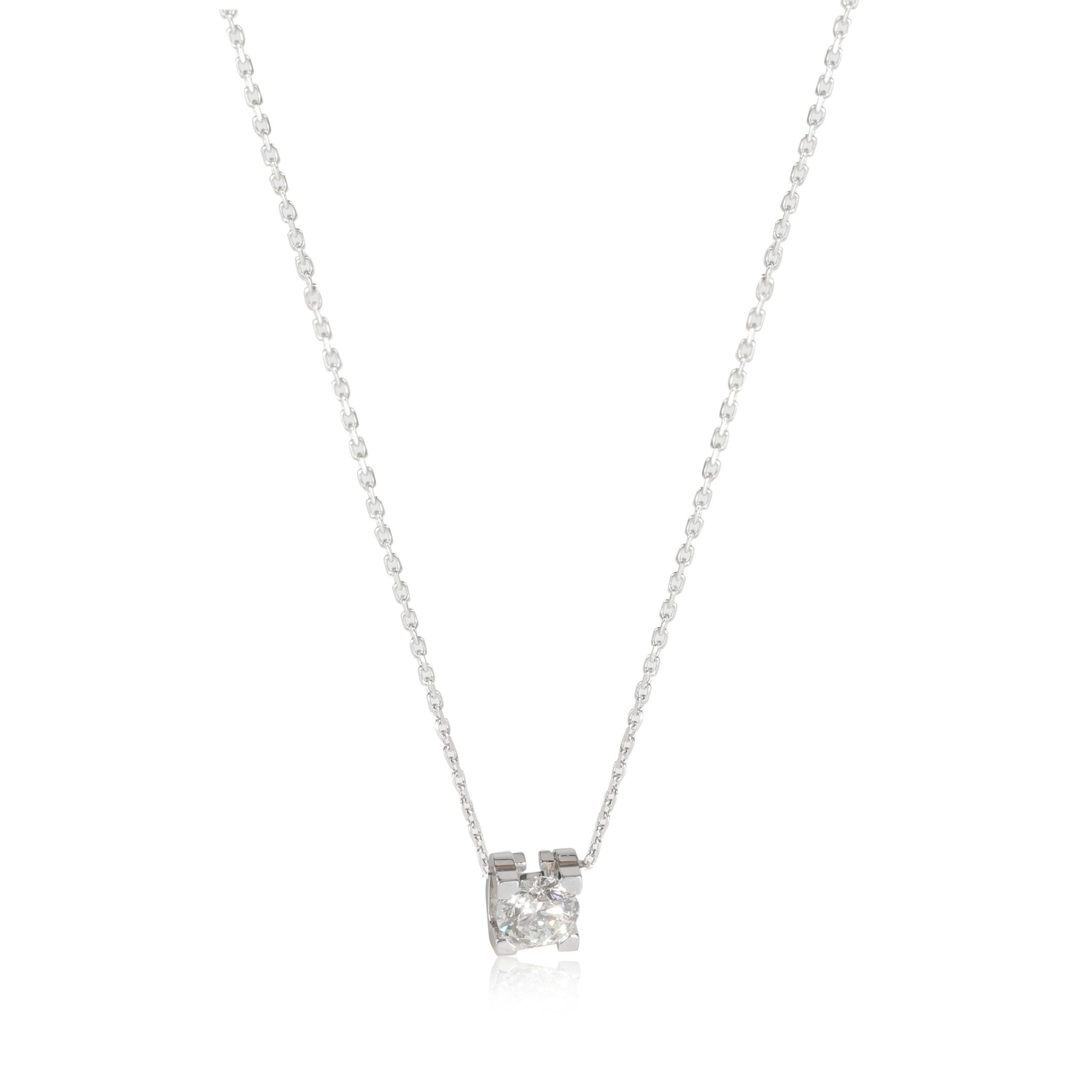 image of Cartier C De Cartier Diamond Solitaire Pendant In 18K White Gold G Vs1 0.57 Ctw, Women's