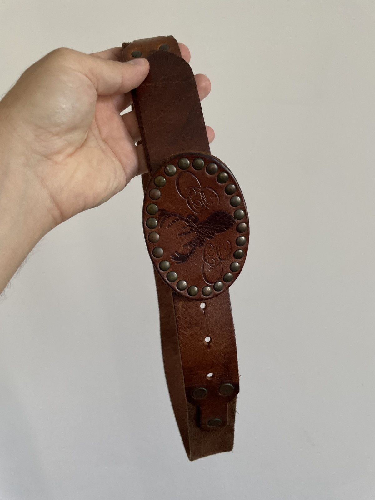 Leather Vintage Leather belt Size 32 - 1 Thumbnail