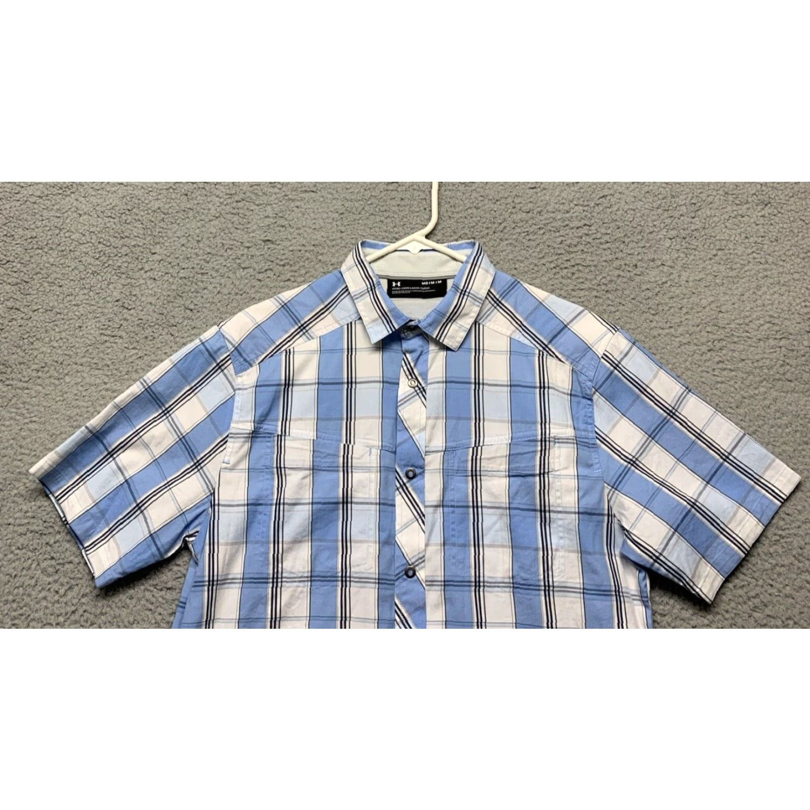 Under Armour Under Armour Men's M Fitted Short Sleeve Plaid Button-Up Collar Casual Shirt Size US M / EU 48-50 / 2 - 2 Thumbnail