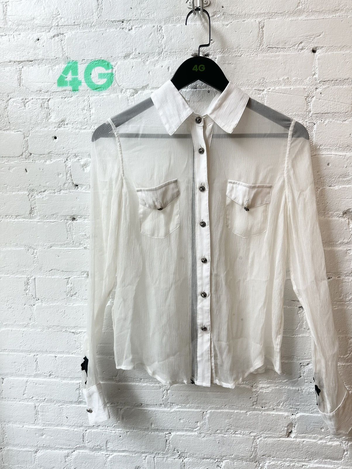 Chrome Hearts Chrome Hearts SILK SHEER CROSS PATCH Button Up Dress Shirt Size US M / EU 48-50 / 2 - 2 Thumbnail