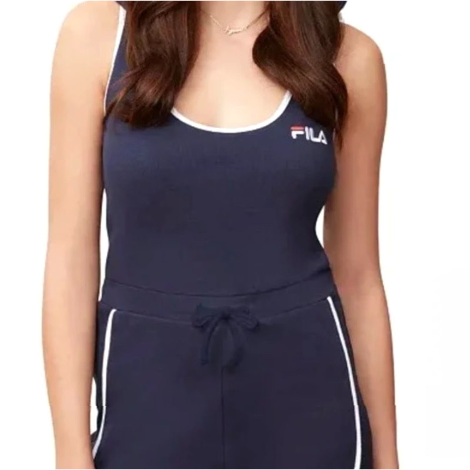 Fila Fila Womens |L| Navy Hooded Scoopneck Romper Shirt Size 36" / US 14 / IT 50 - 3 Thumbnail