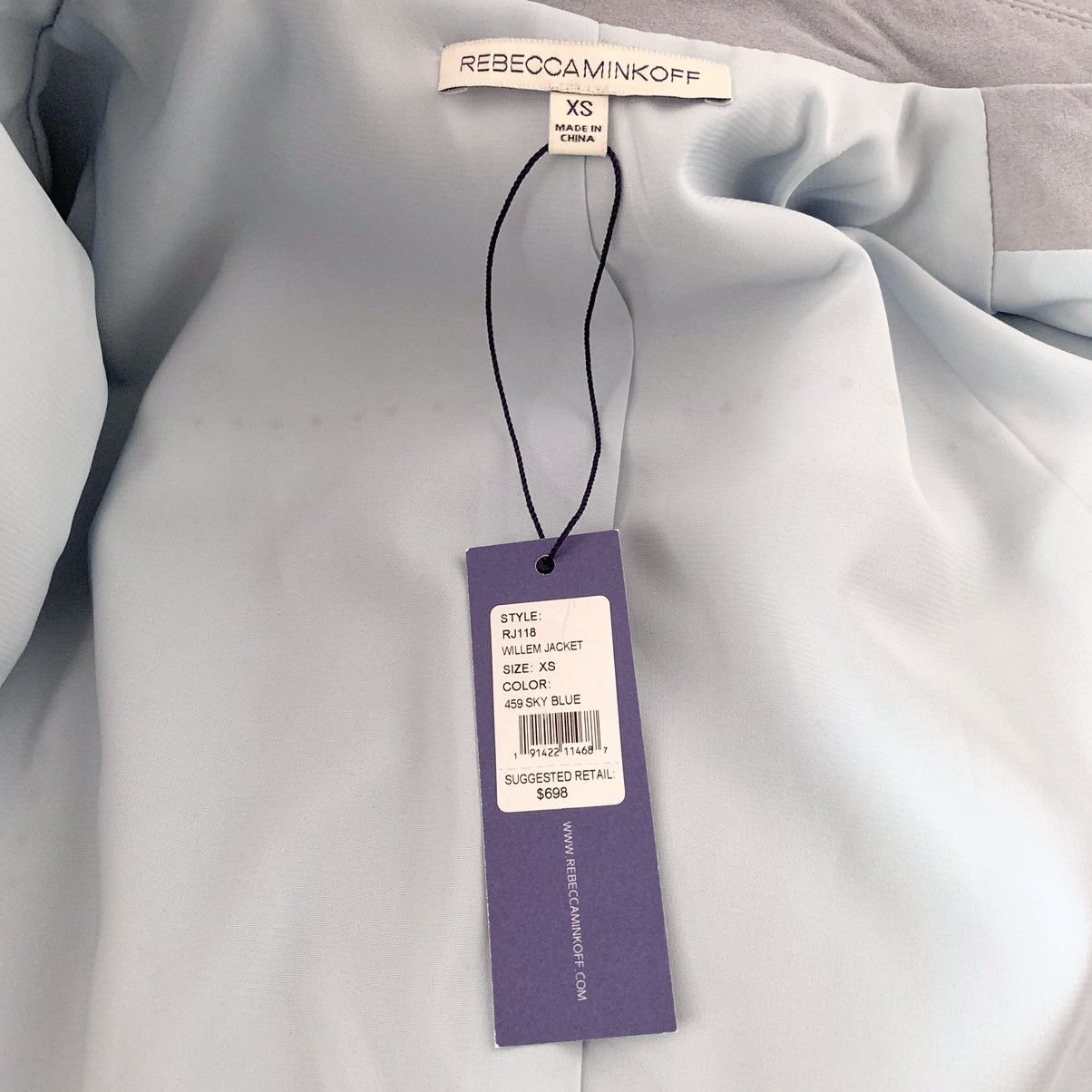 Rebecca Minkoff Periwinkle Pearl studded goat leather trucker jacket Size XS / US 0-2 / IT 36-38 - 10 Thumbnail