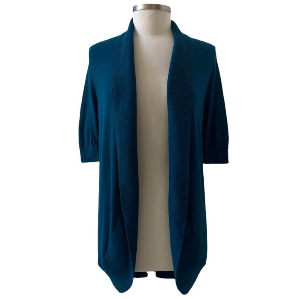 Express Express Short Sleeve Open Shawl Cardigan Teal Blue Medium Size M / US 6-8 / IT 42-44 - 1 Thumbnail