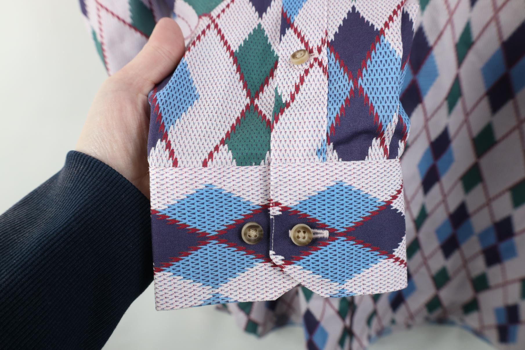 Paul Fredrick Paul Fredrick Long Staple Cotton Argyle Diamond Button Shirt Size US XL / EU 56 / 4 - 6 Thumbnail