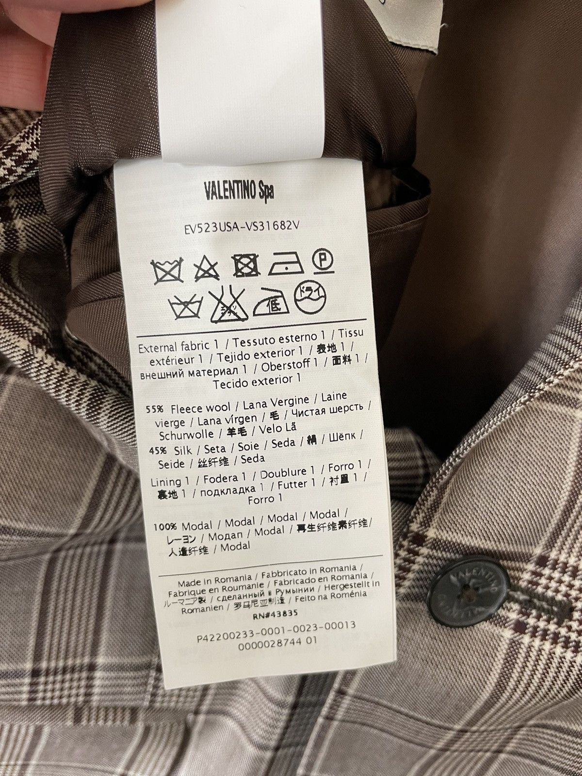 Valentino Check Print Wool & Silk Jacket Size 42R - 12 Thumbnail