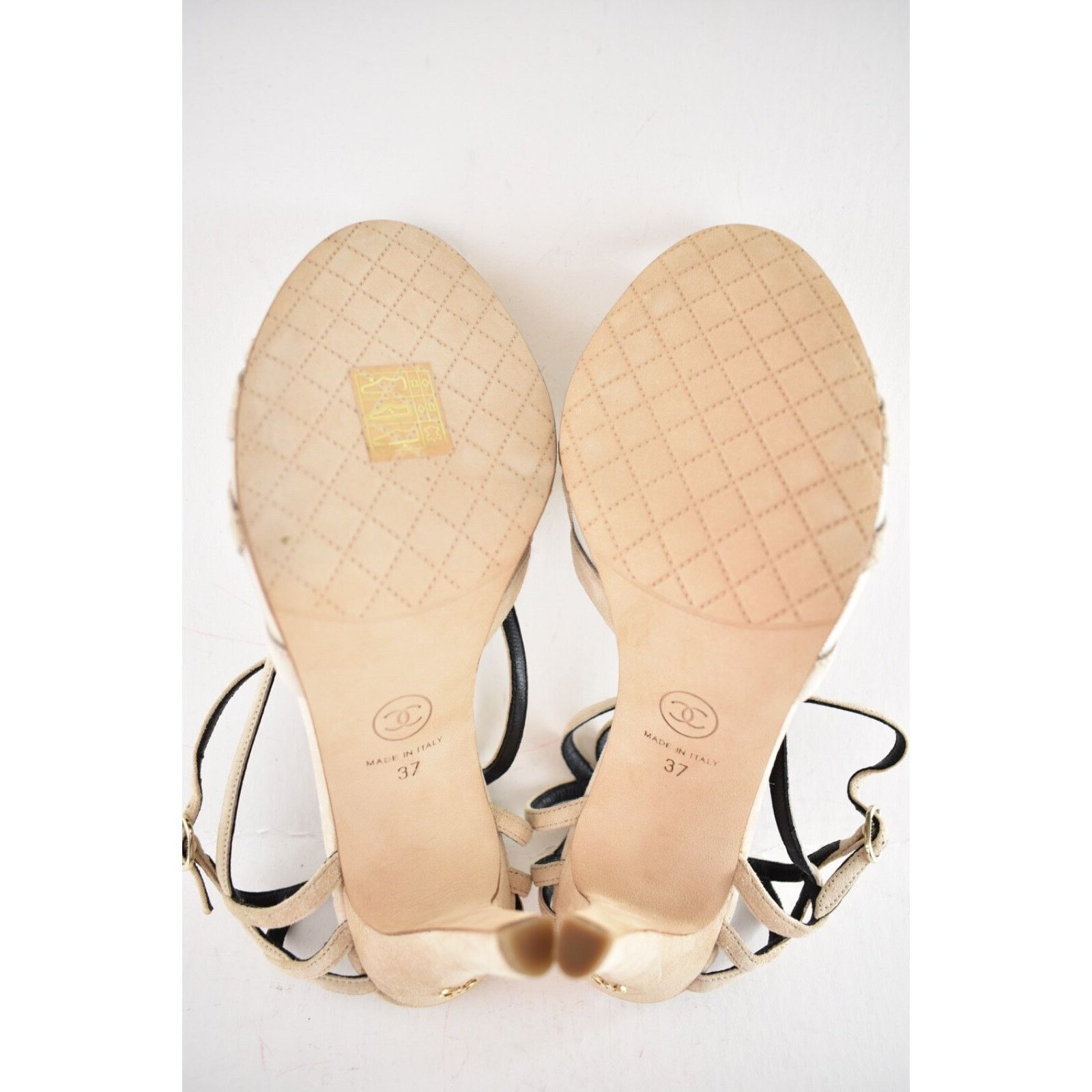 Chanel 18C Mesh CC Logo Strappy Ankle Strap Sandals Heel Pump 37 Size US 7 / IT 37 - 12 Thumbnail