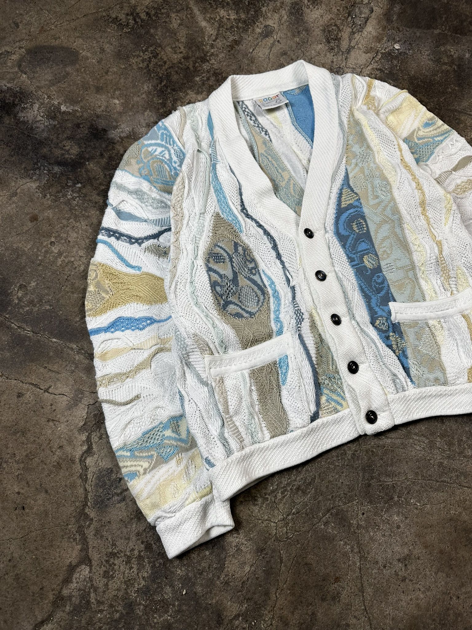 Coogi 90s Crazy Coogi Cable Knit Cotton Cardigan Size US M / EU 48-50 / 2 - 2 Thumbnail