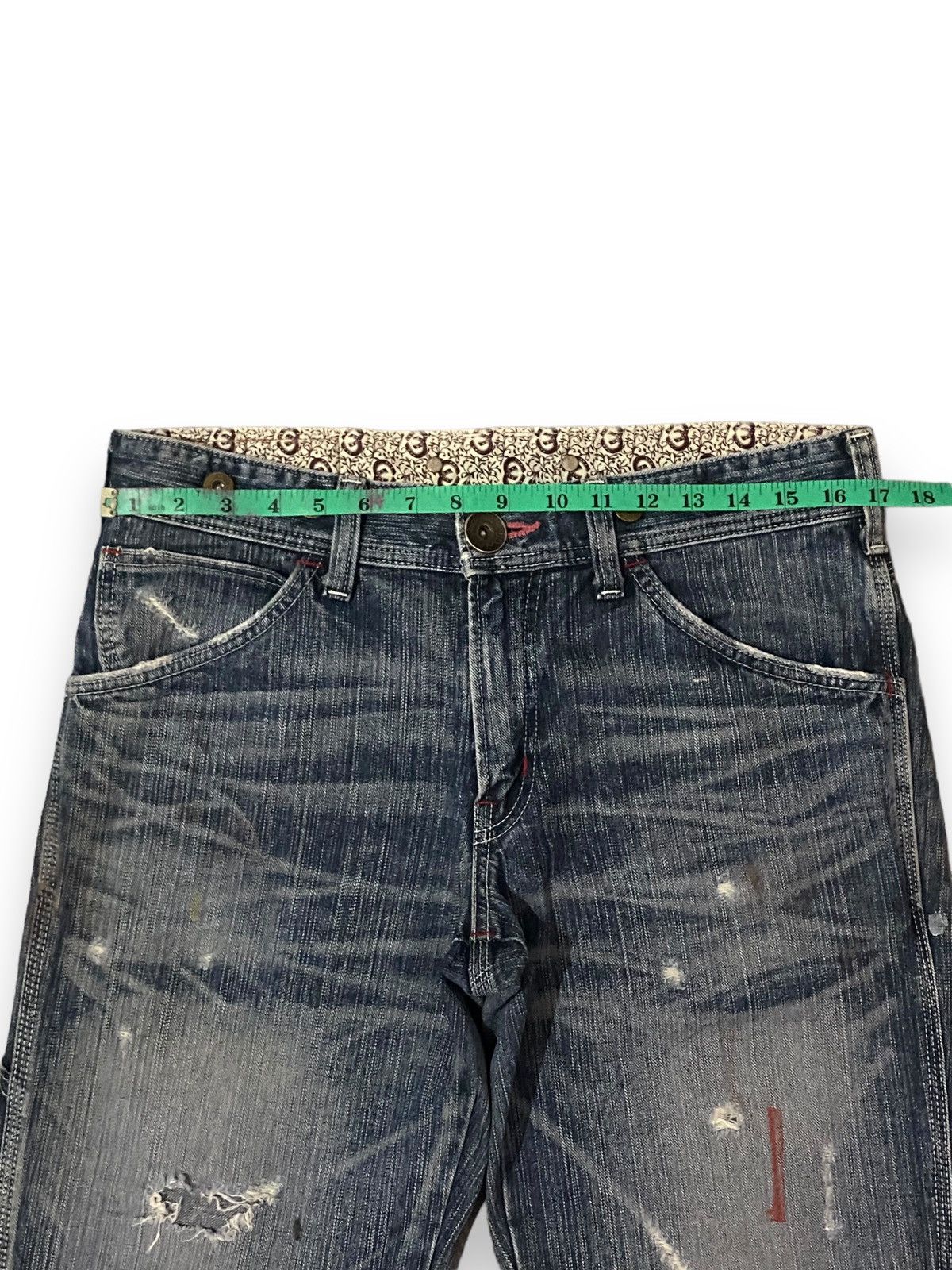 Edwin × Japanese Brand FLARE 🔥 Edwin 503 Blue Trip Distressed Splash Paint Denim Size US 33 - 21 Thumbnail