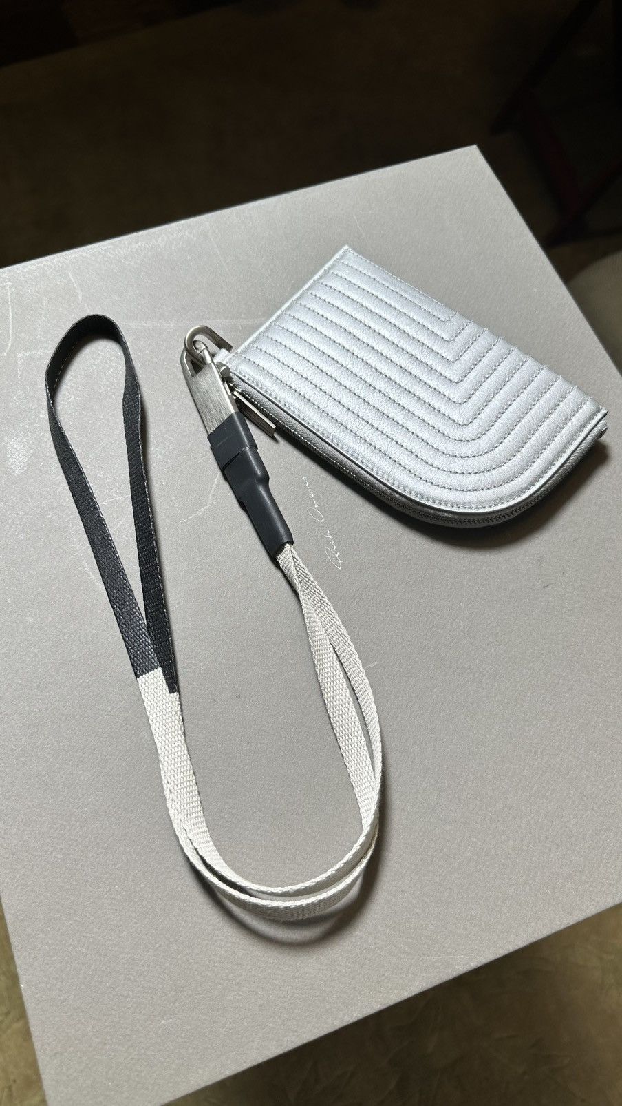 Rick Owens Rick Owens FW19 LARRY quilted wallet in silver calf Size ONE SIZE - 4 Thumbnail