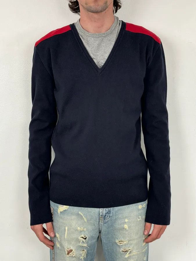 Gucci 2000s Gucci Navy & Red V-Neck Sweater Size US M / EU 48-50 / 2 - 2 Thumbnail