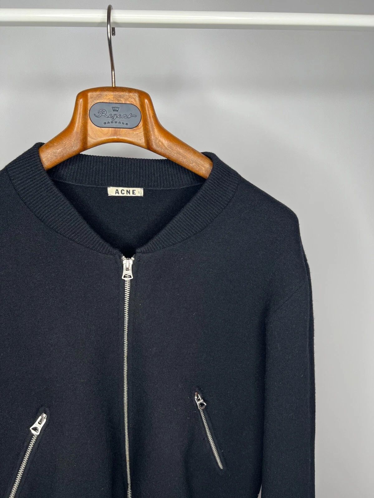 Acne Studios Acne Studios Olympia Black Merino Wool Agnora Bomber Jacket Size S / US 4 / IT 40 - 3 Thumbnail