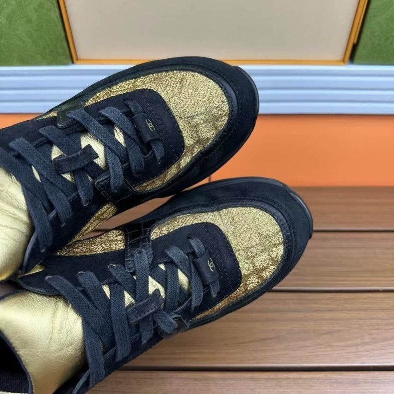 Chanel Chanel Black and Gold Sneakers Size 36 -2505 Size US 6 / IT 36 - 7 Thumbnail