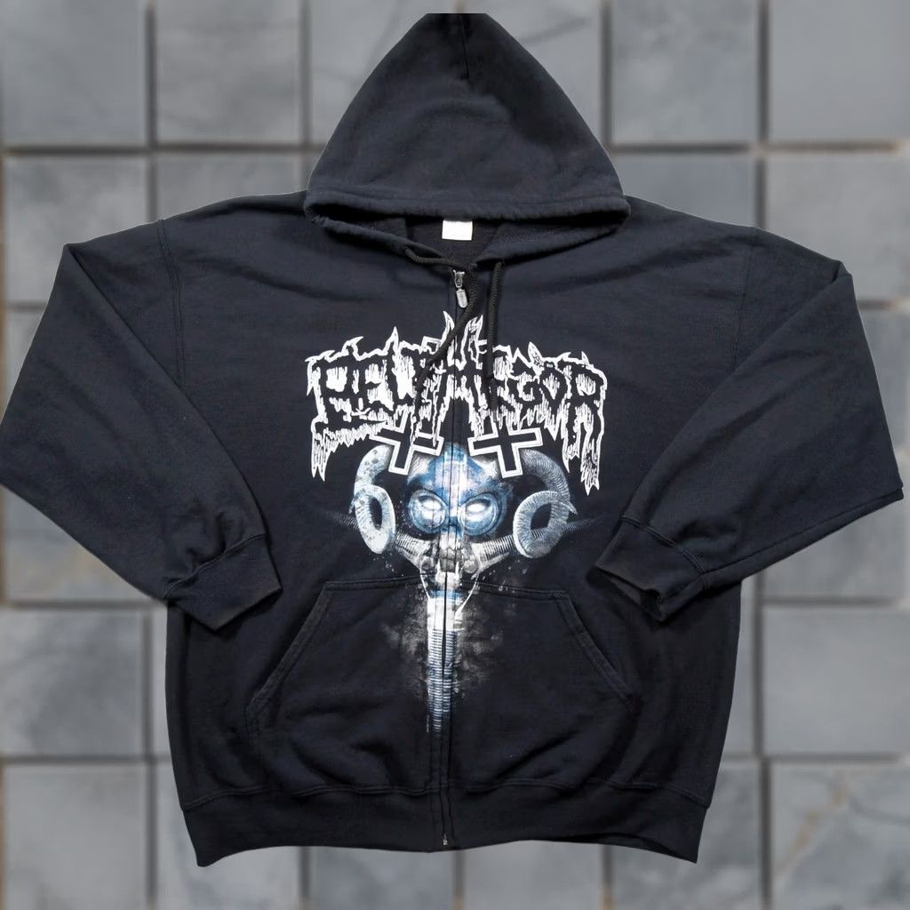 Gildan VINTAGE Belphegor Sweatshirt Mens XL Black Hoodie Zip Deathcore Metal Band Size US XL / EU 56 / 4 - 1 Thumbnail