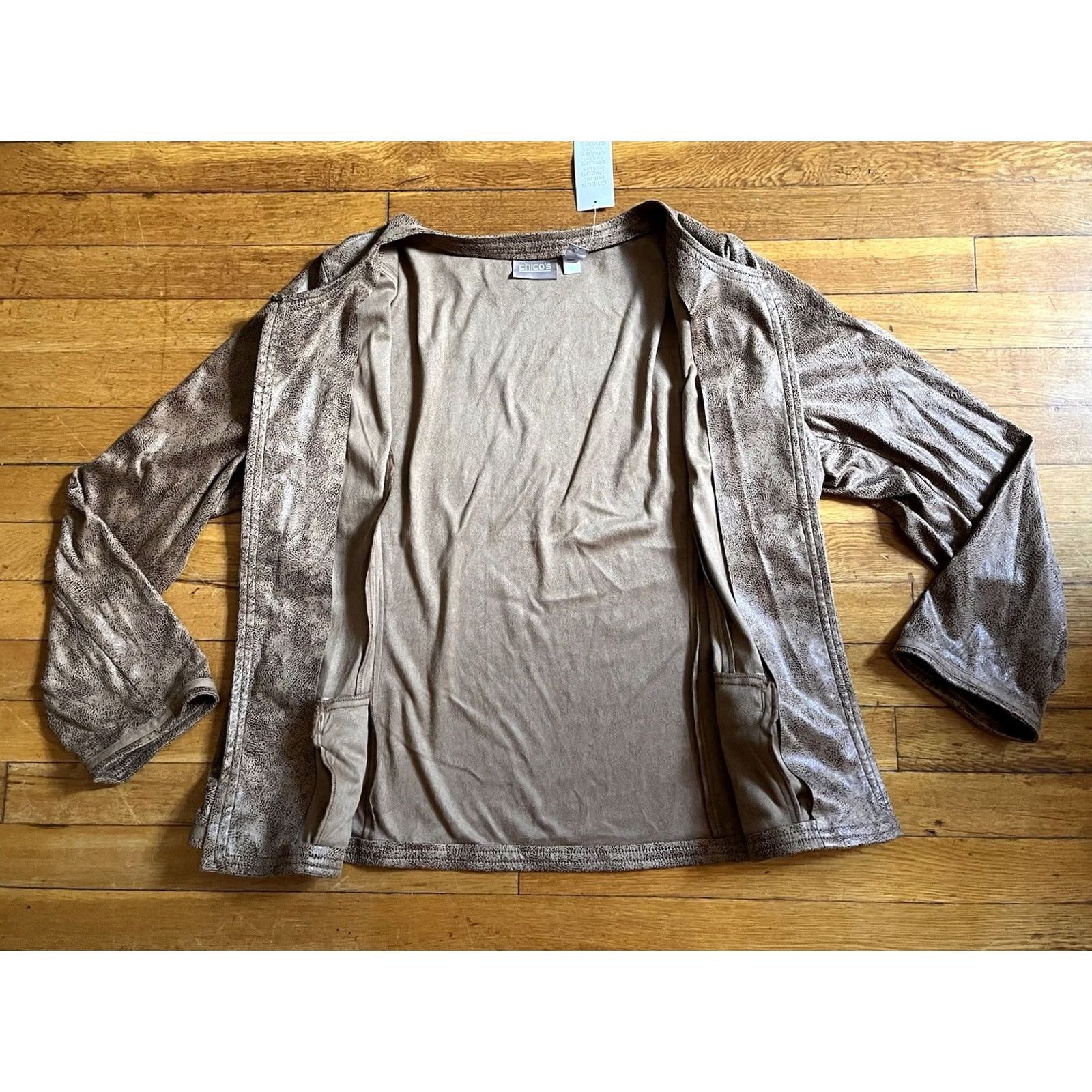 Vintage Chico's Embossed Faux Suede Jacket Women’s XL Brown Size XL / US 12-14 / IT 48-50 - 6 Thumbnail