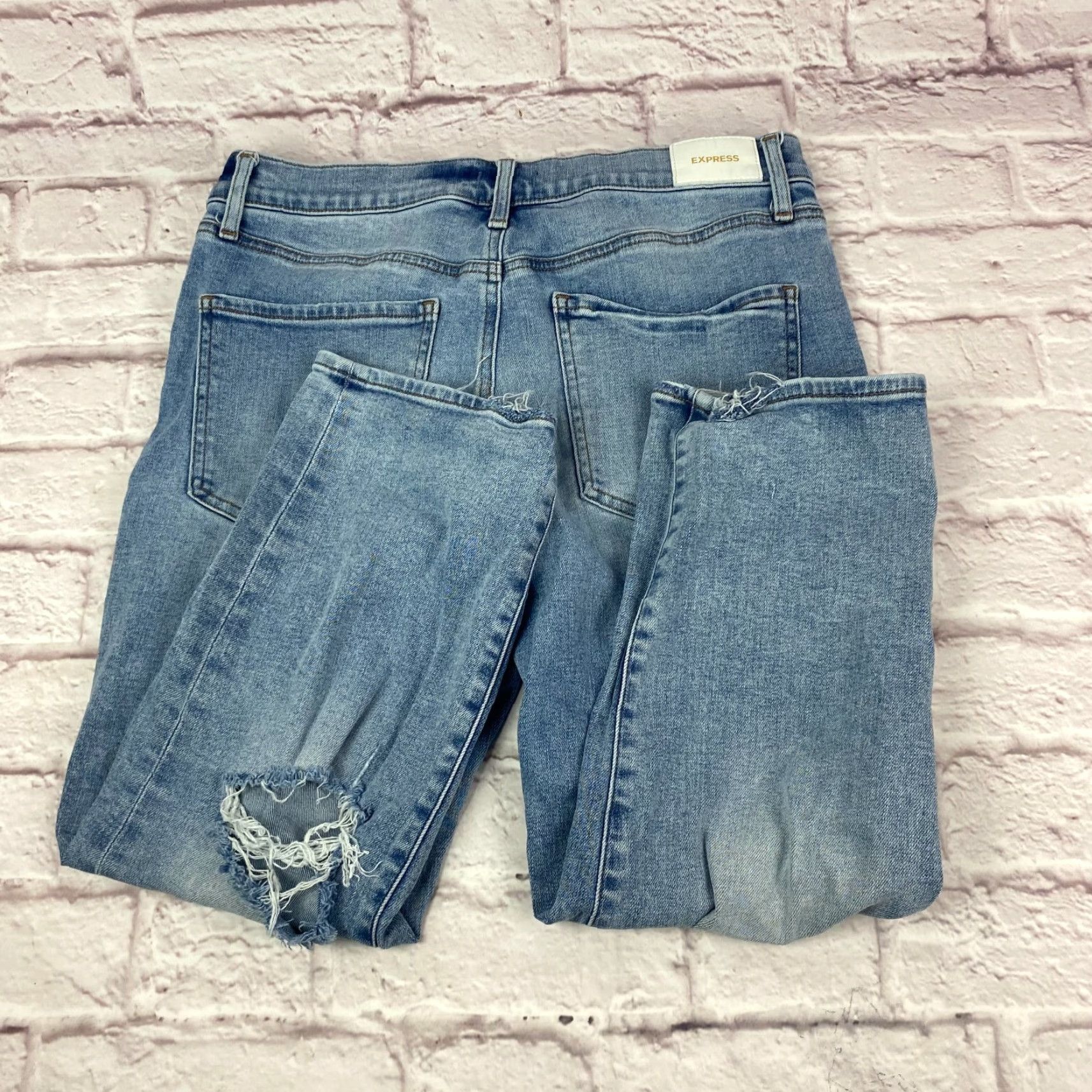 Express Express Jeans Womens Jeans Ankle 10 Blue Distressed Light Wash - Express Size 32" / US 10 / IT 46 - 2 Thumbnail
