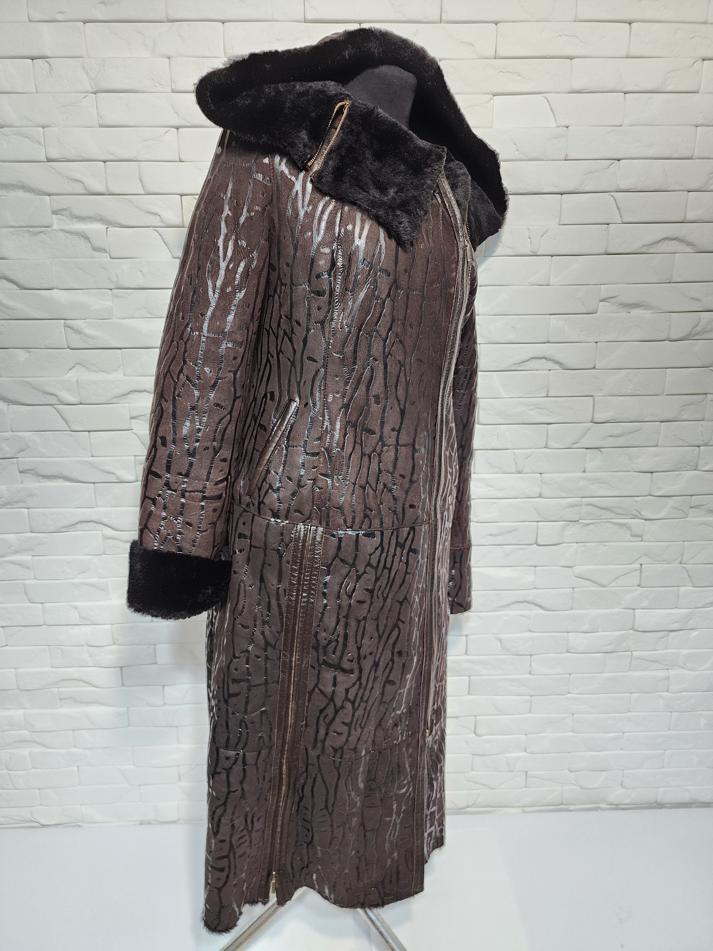 Designer Brown Women's Sheepskin Coat Size M / US 6-8 / IT 42-44 - 3 Thumbnail